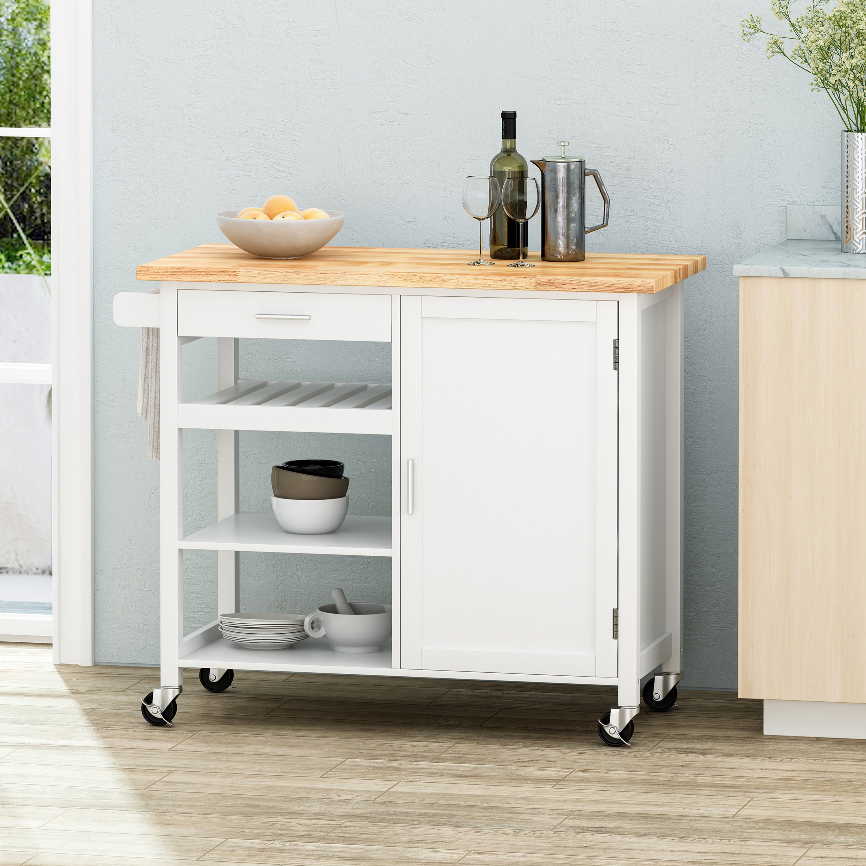 Rolling Kitchen Cart: Storage & Prep Station on Wheels