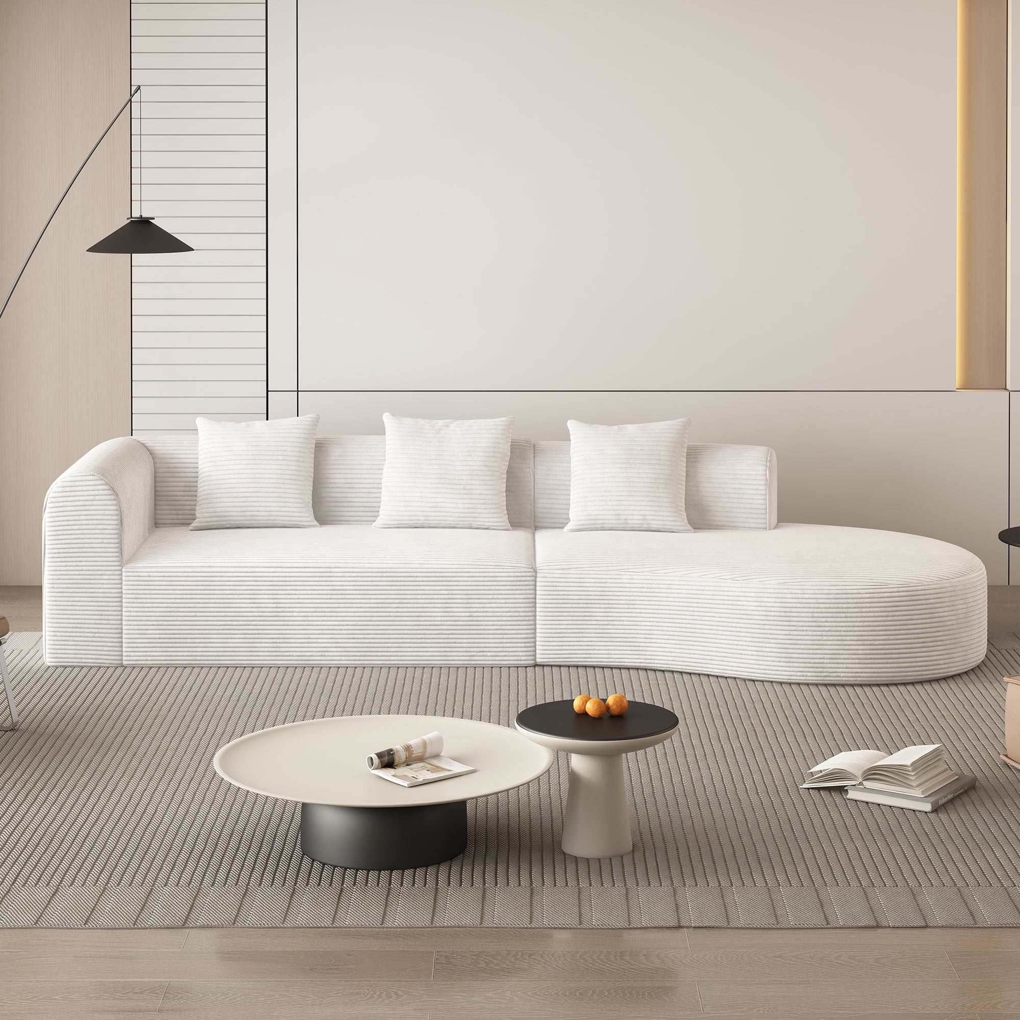 Extra Large Cloud Sofa: 123x37" Corduroy, White