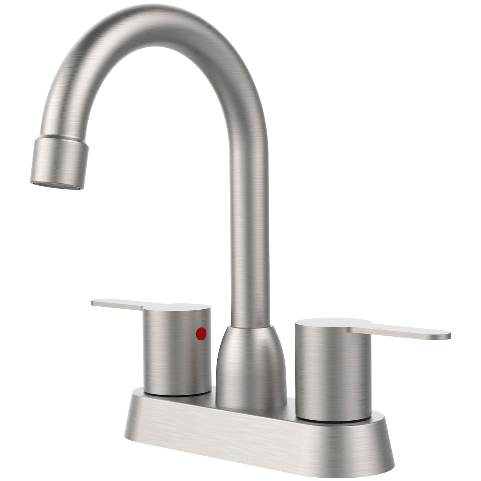 Brushed Nickel RV Bathroom Faucet, 2 Handles