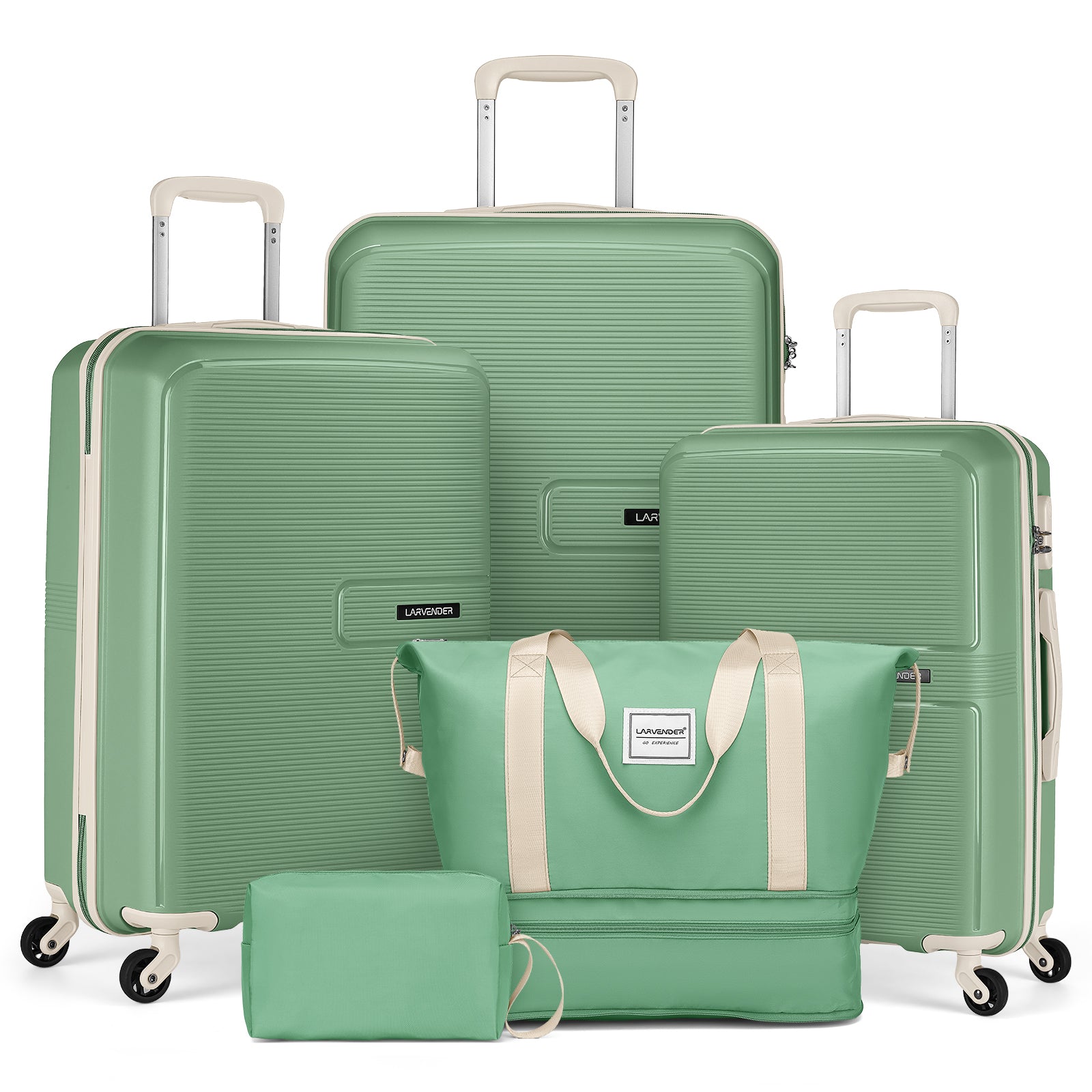 Green Expandable Luggage Set: 5-Piece Hardside