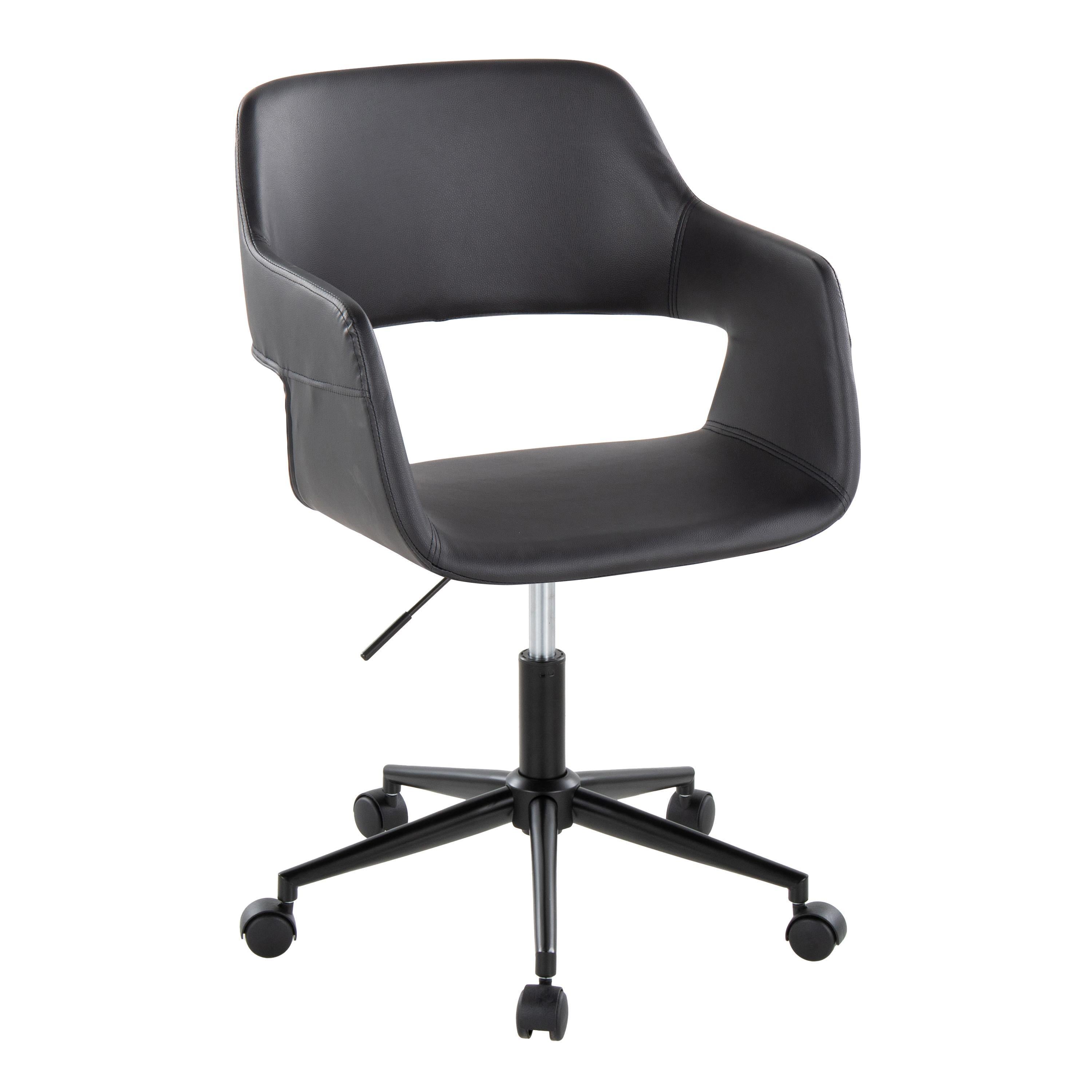 Margarite Task Chair, Black Metal/Faux Leather