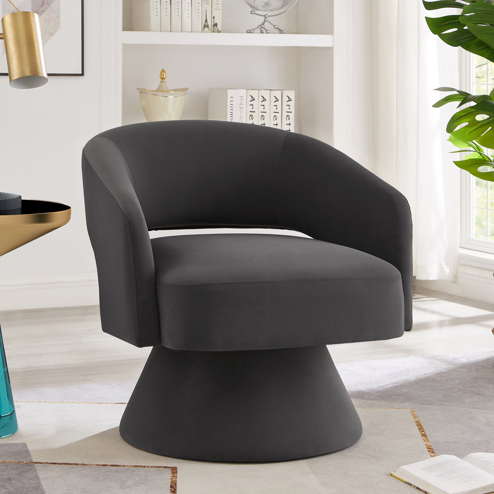 Modern Velvet Swivel Chair: 360° Comfort