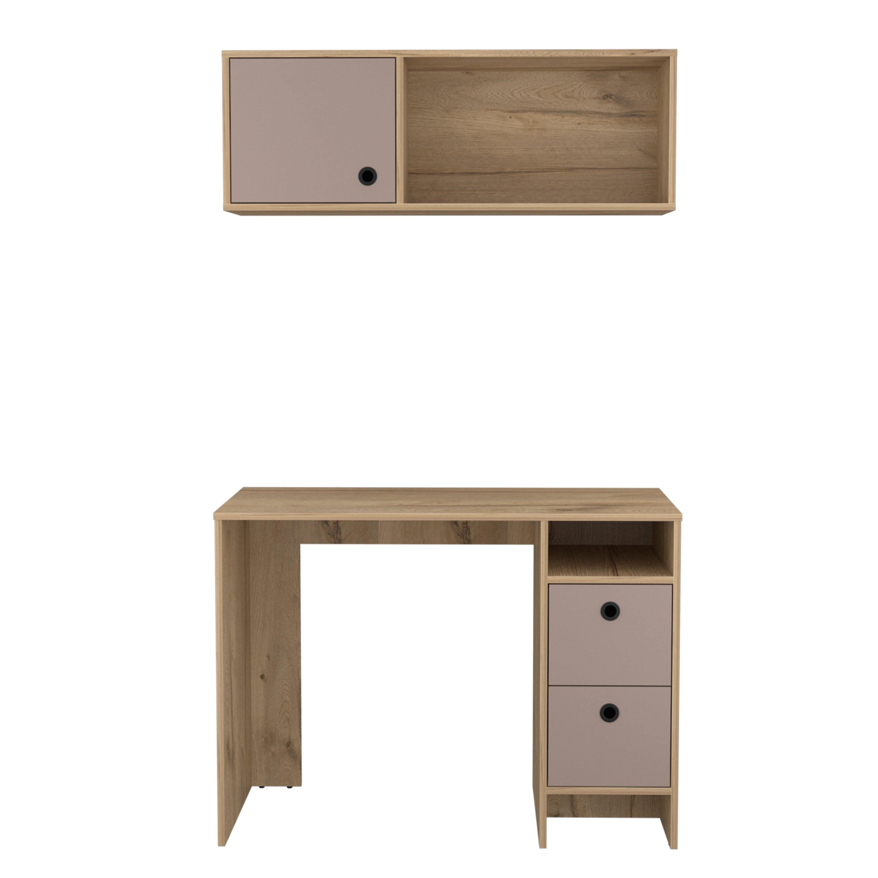 Budget Office Set, Light Oak & Taupe