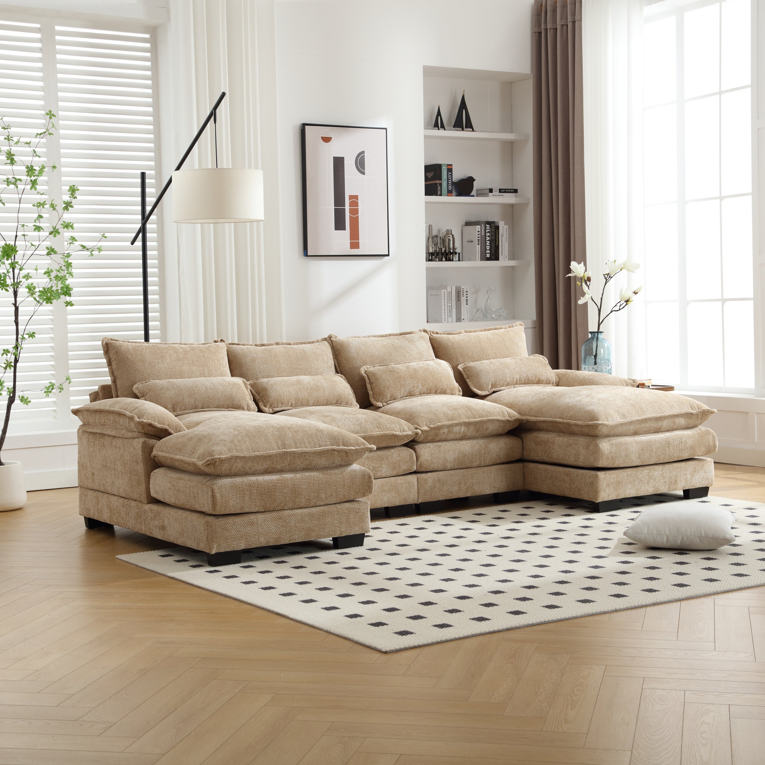 United We Win U-Shaped Chenille Sofa | 4-Seater
