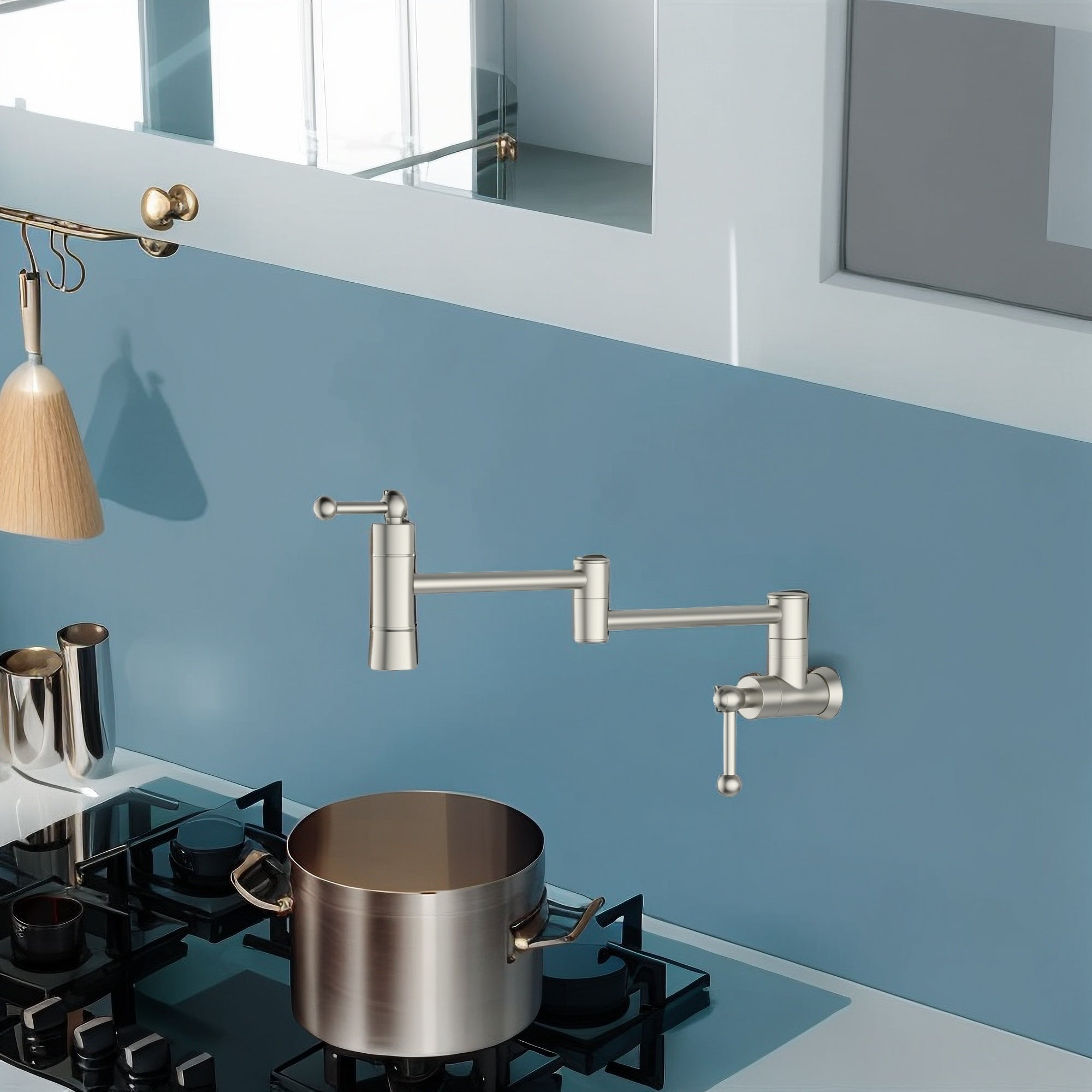 Folding Pot Filler Faucet: Wall Mount Kitchen