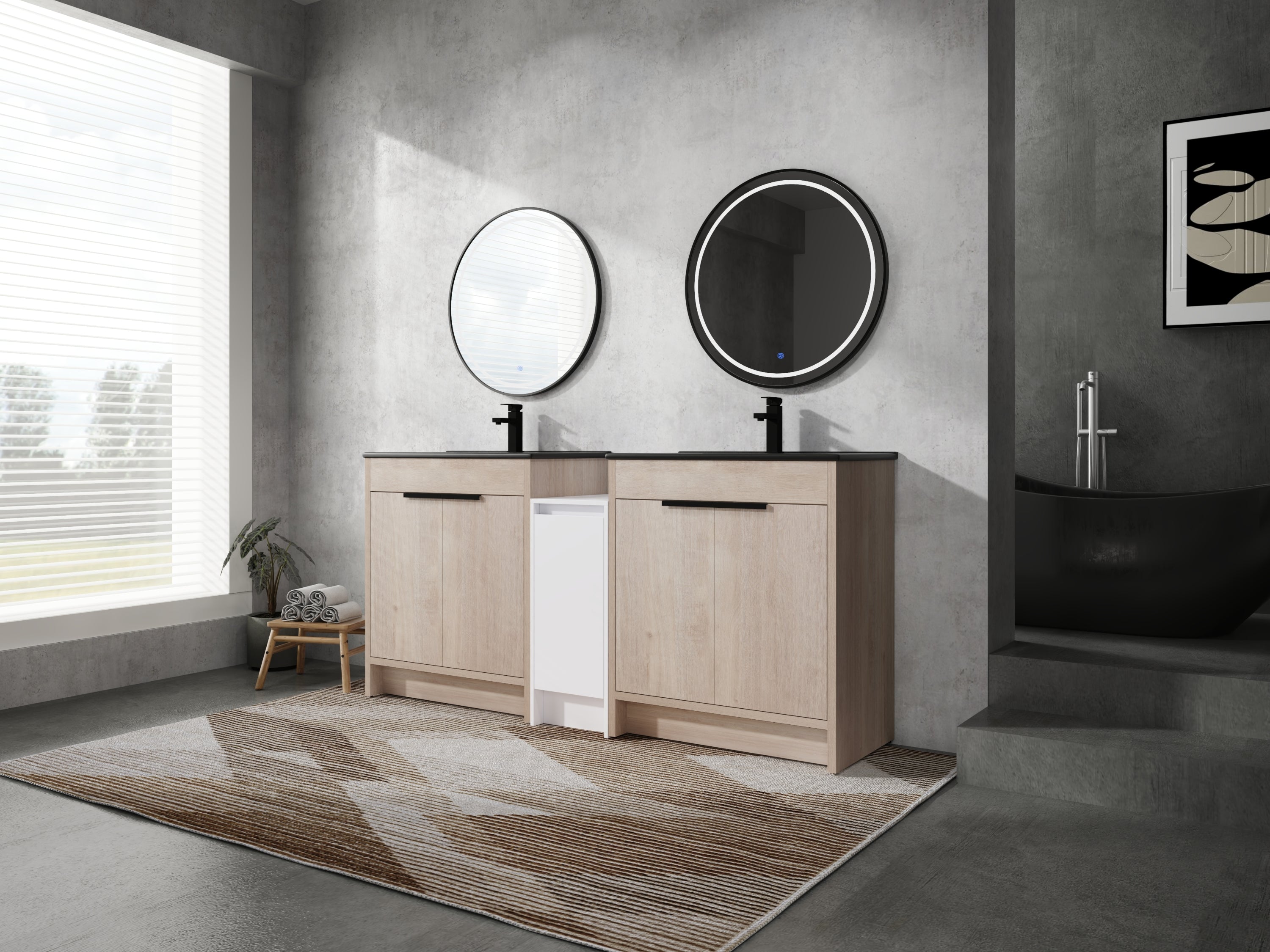 72" Bathroom Vanity: Black Sink & Ample Storage