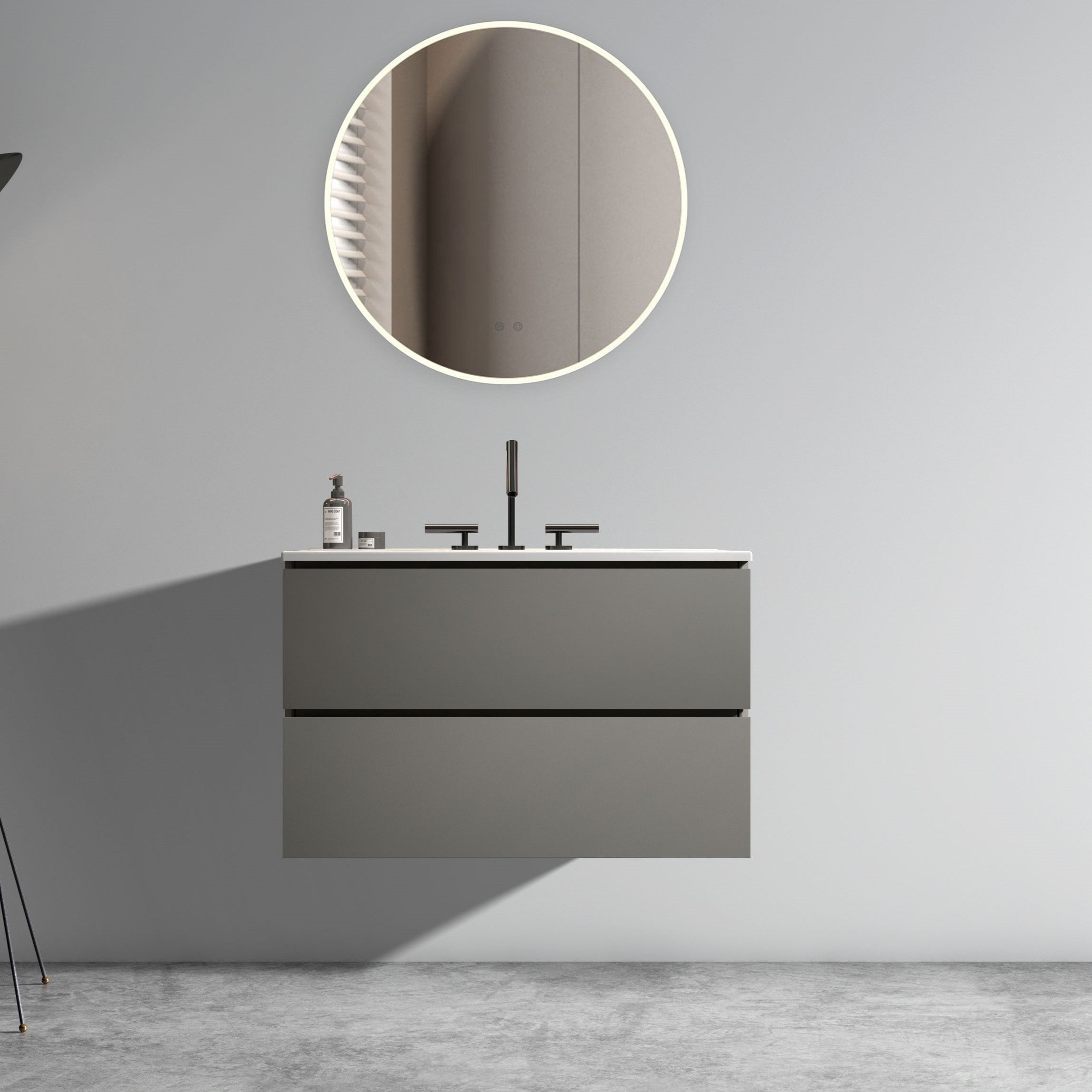 Space Grey Floating Bathroom Vanity with Sink