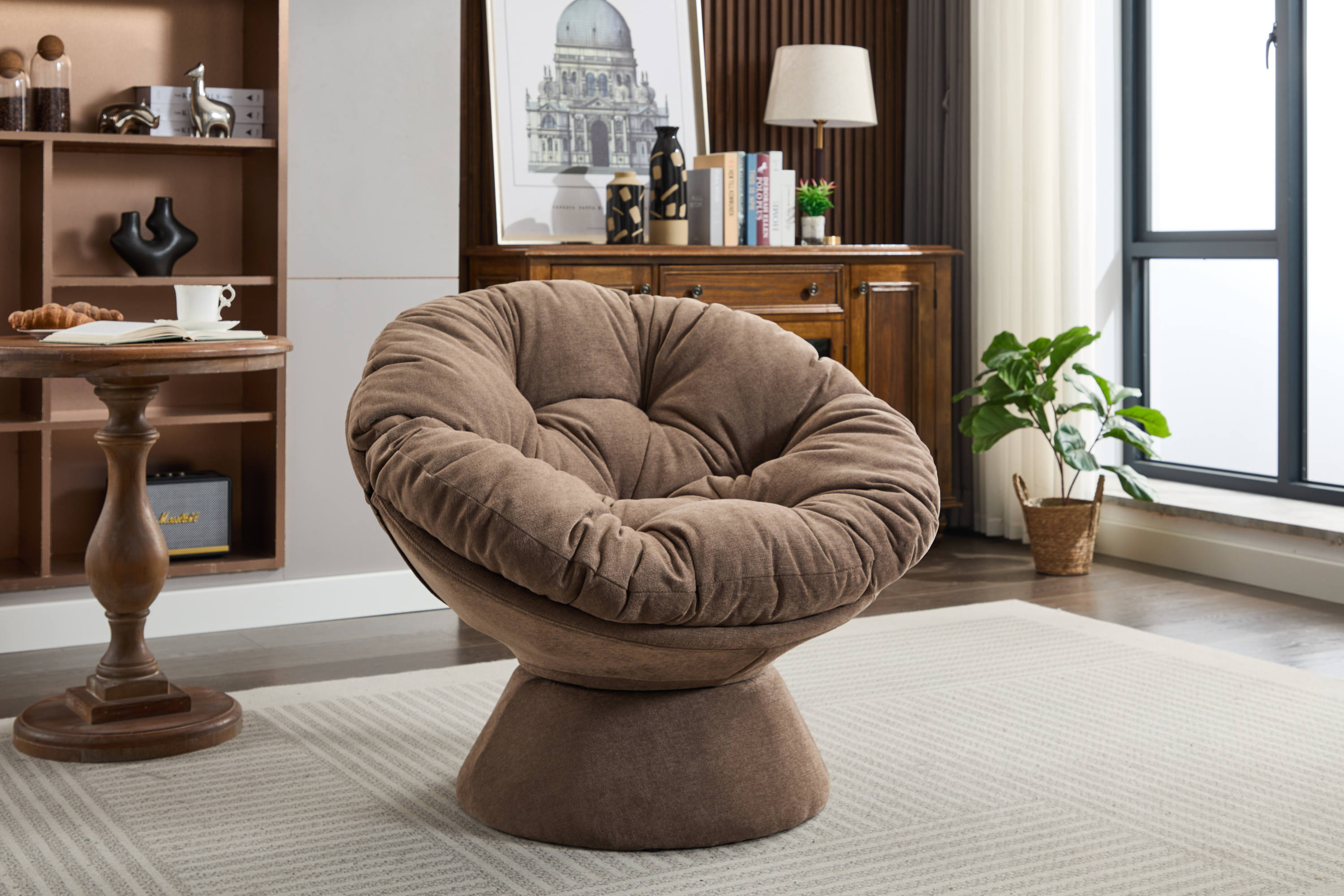 Oversized Swivel Chair: 360° Barrel Papasan Chair