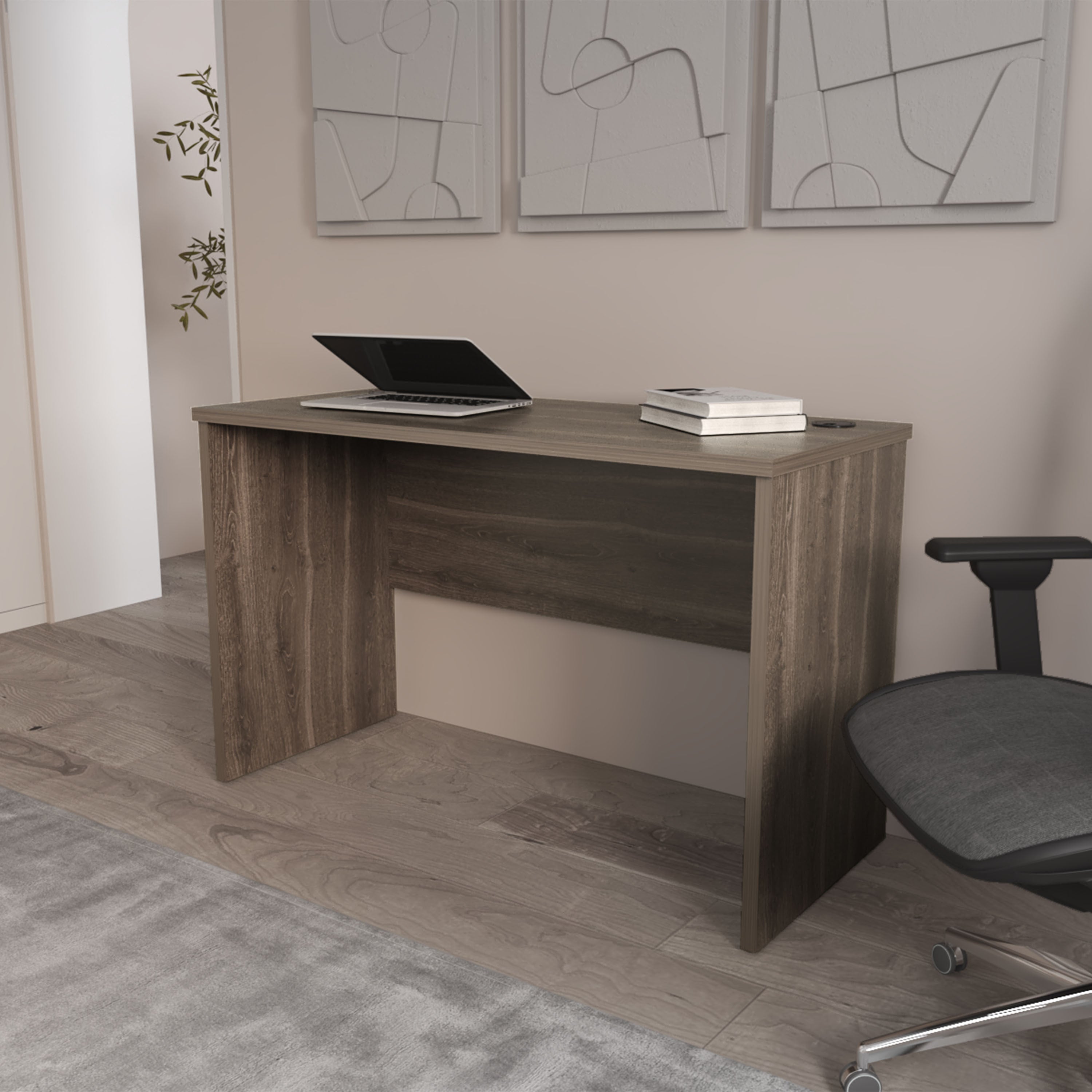 Rough Rock Minimalist Desk, Dark Walnut | Home Office Work Desk