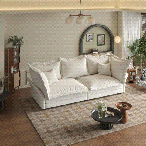 Cloud Sofa: Deep Seat Chaise Loungue, Beige