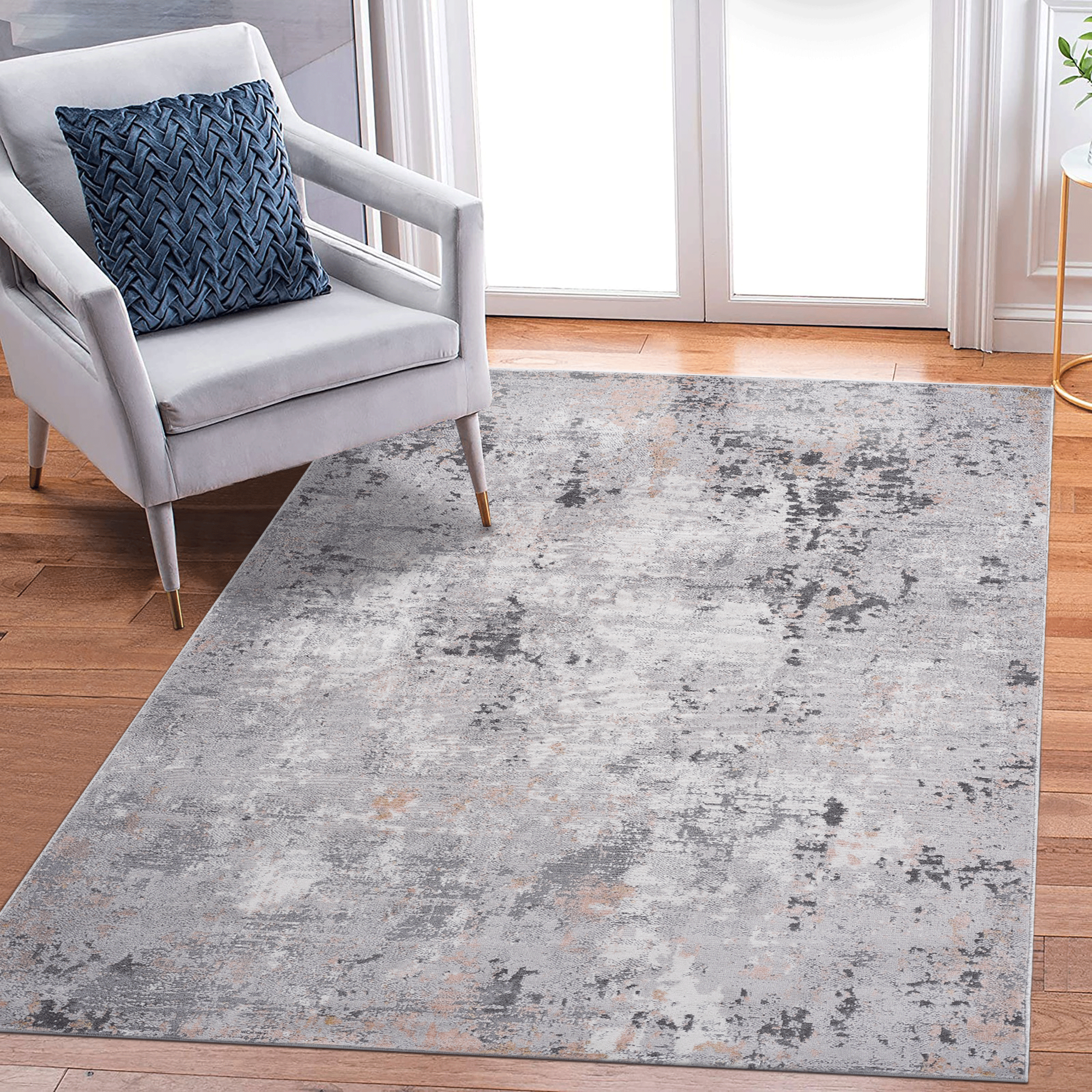 Grey Area Rug: 6x9 Non-Shedding Stain Resistant