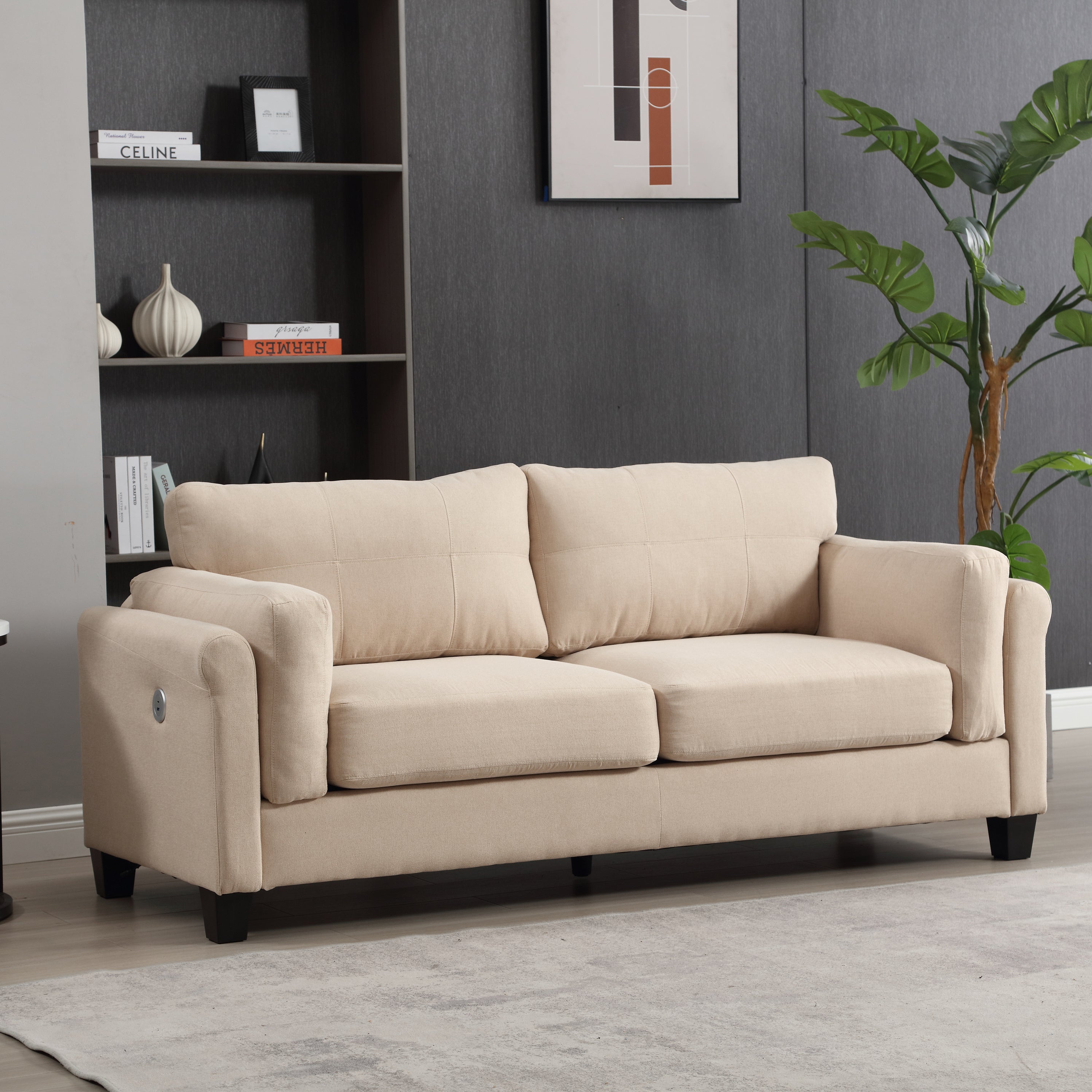 Oversized Linen Sofa: 79" Modern 3-Seater