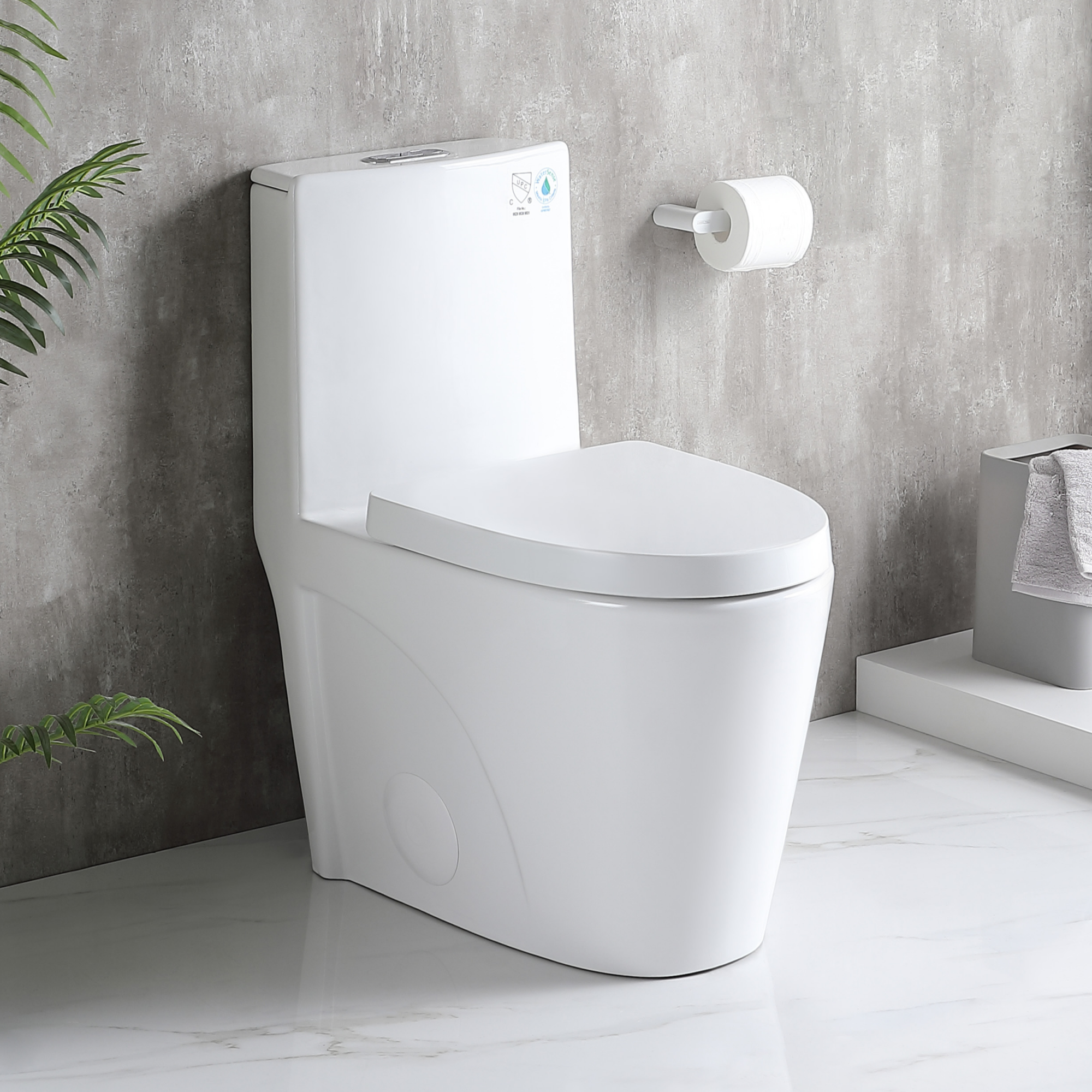 Water-Saving One-Piece Toilet with Soft-Close Seat