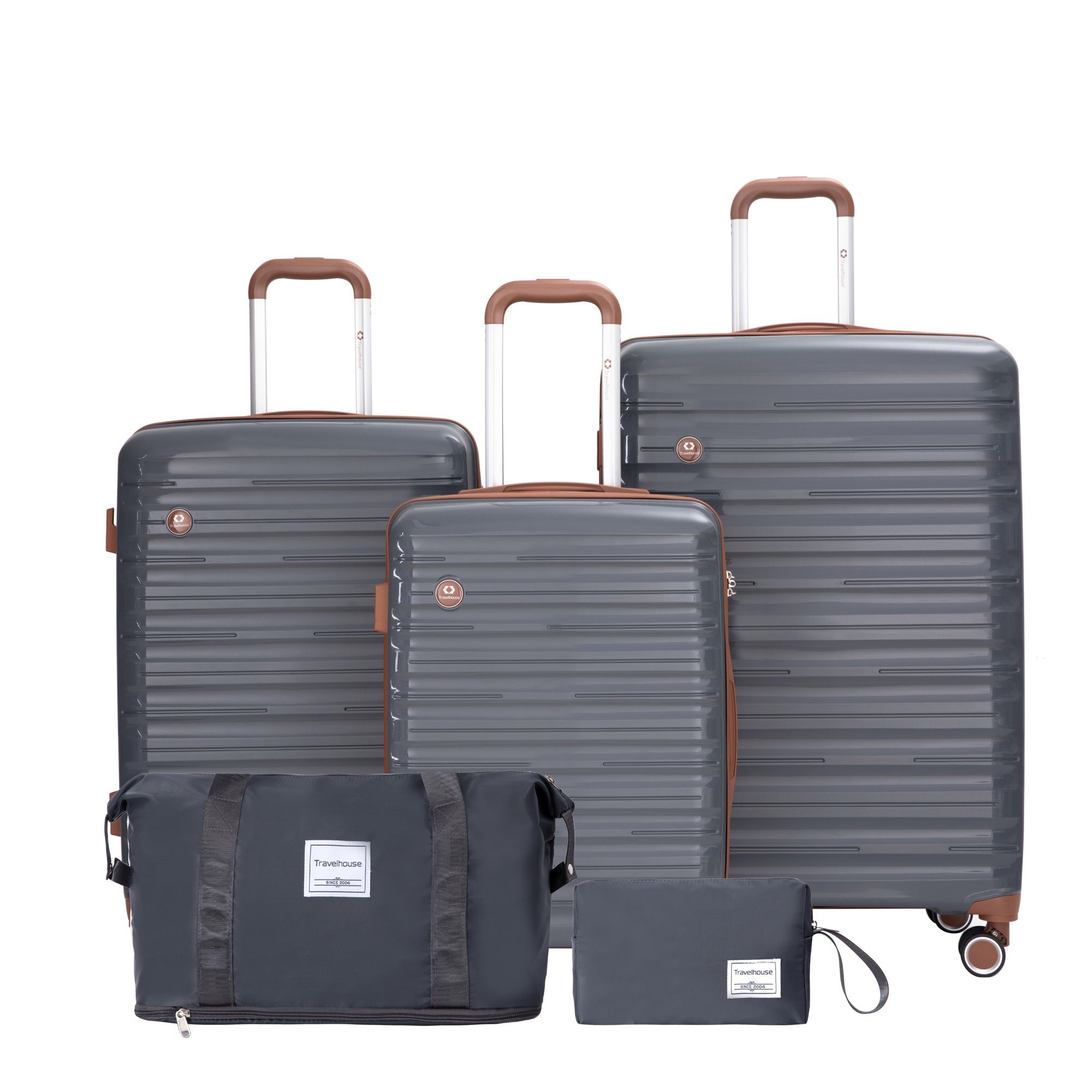 Carry-On Luggage Set: 5-Piece Dark Grey Hardshell