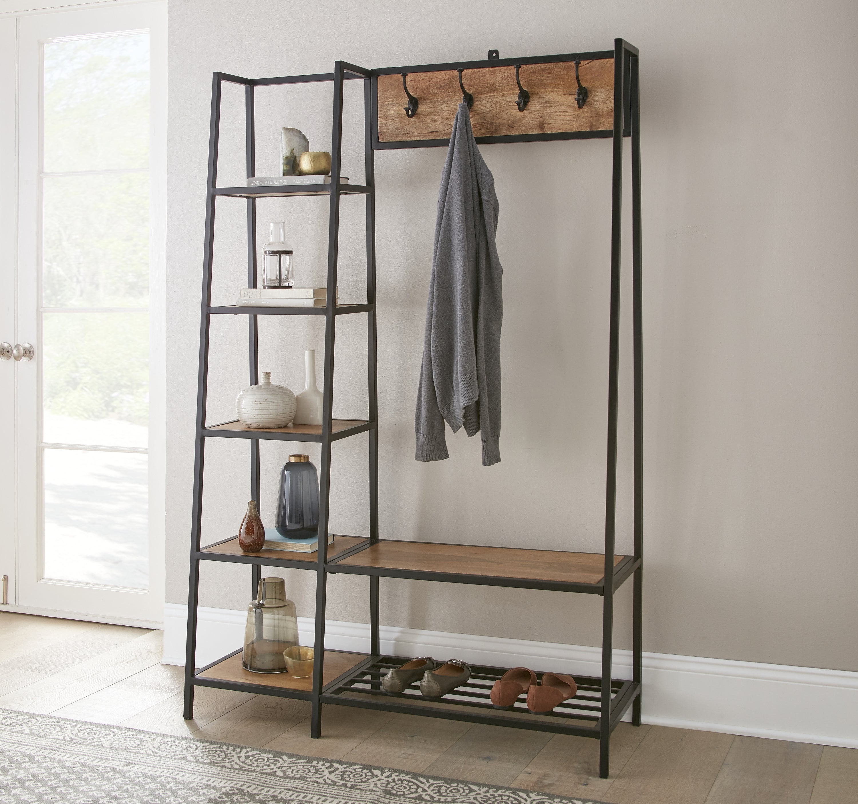 Hampton Hall Tree - Dark Brown | Entryway Storage & Organization