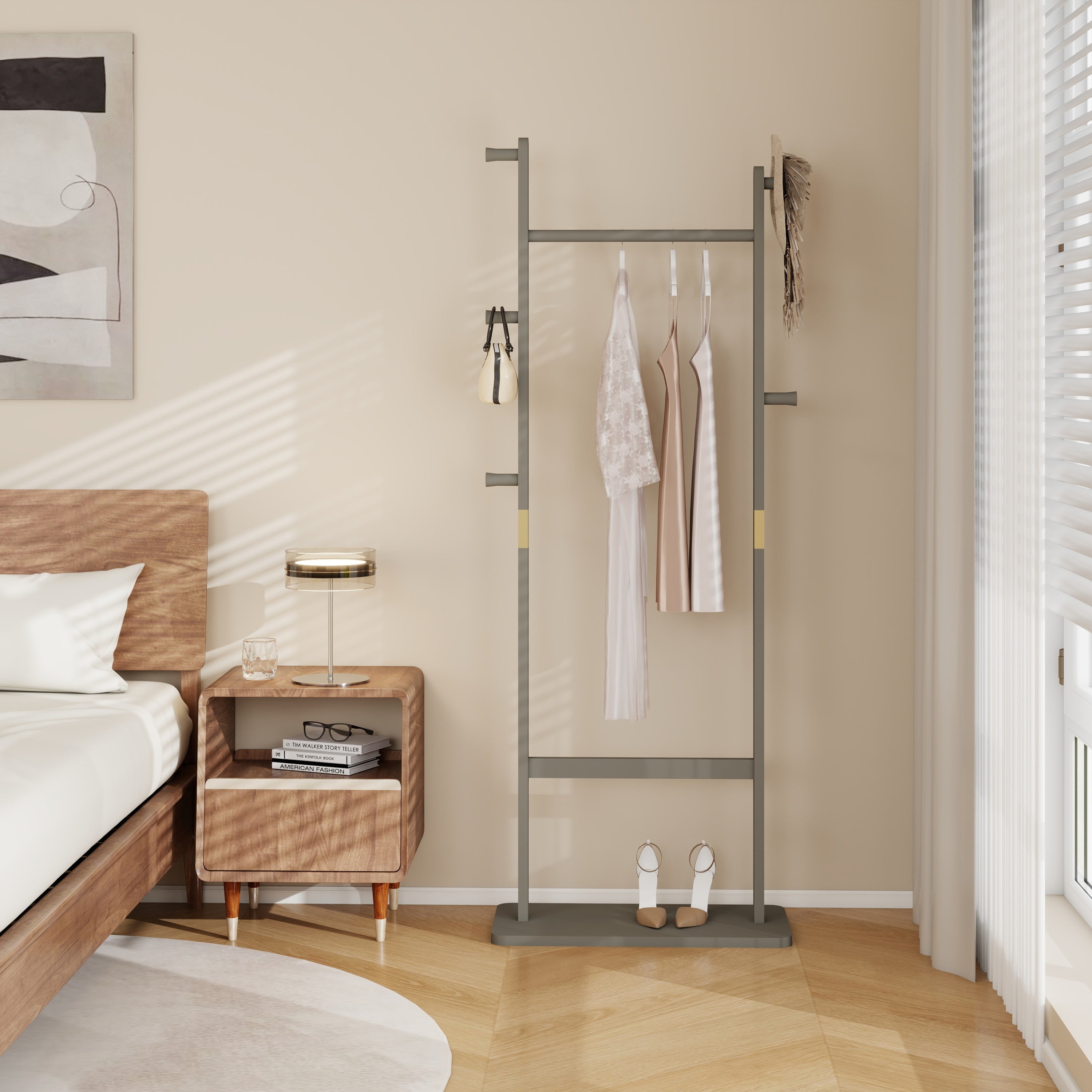 Solid Wood Coat Rack, 23.6", Athenian Grey