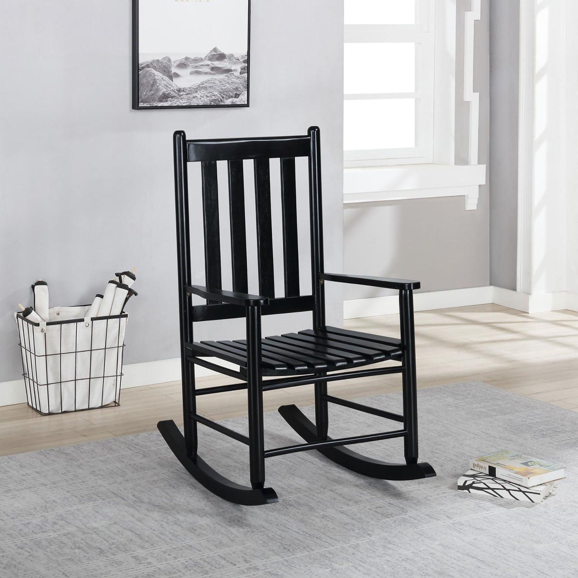 Black Slat Back Rocking Chair: Relax in Style