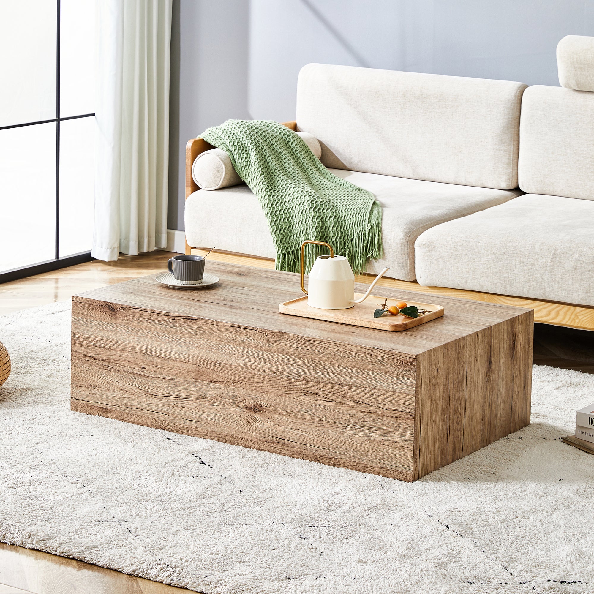 Modern Wood Coffee Table - MDF, 39x24x12"