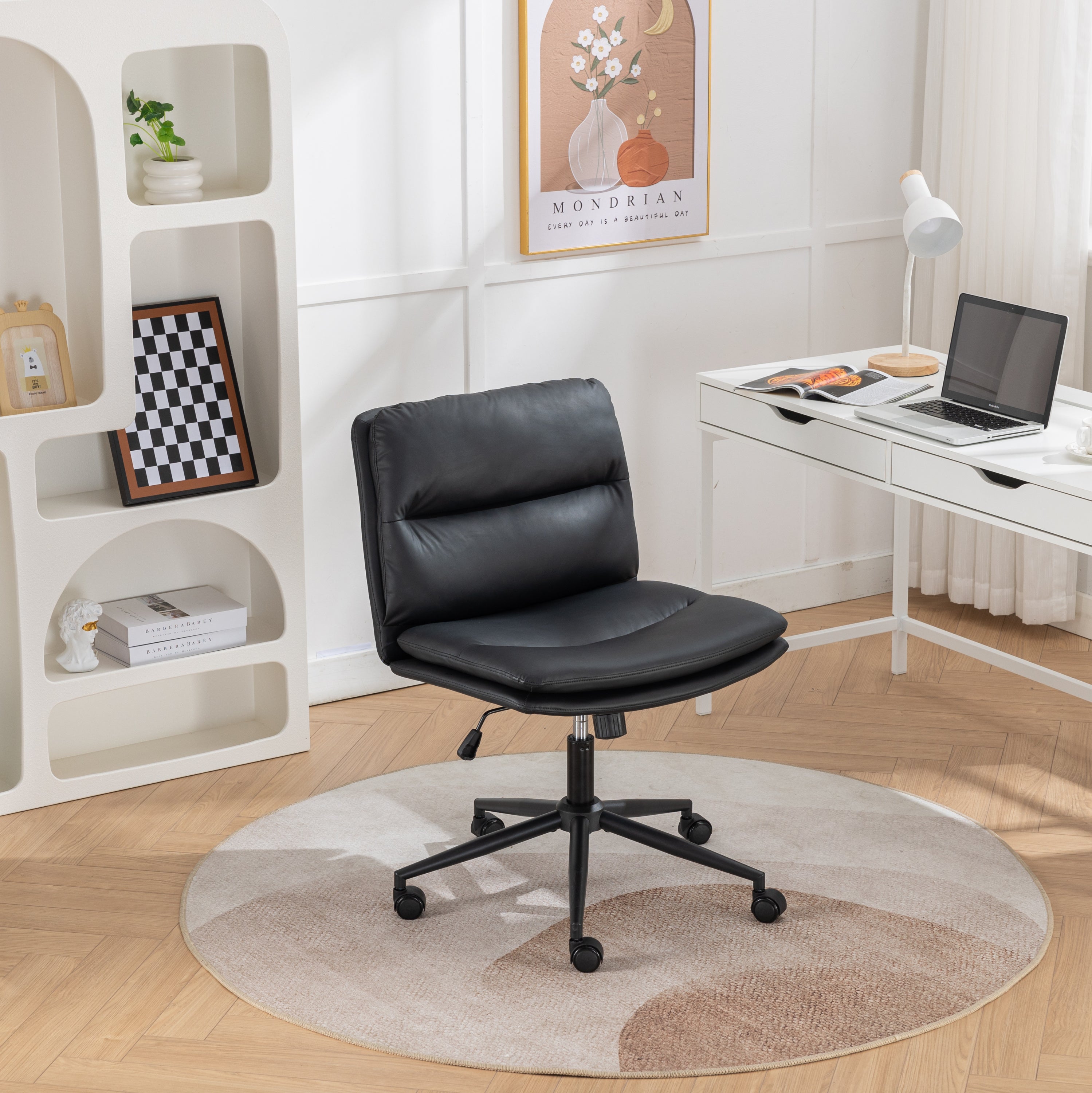 Bizerte Swivel Chair, Wide Seat, Black (Office/Vanity)