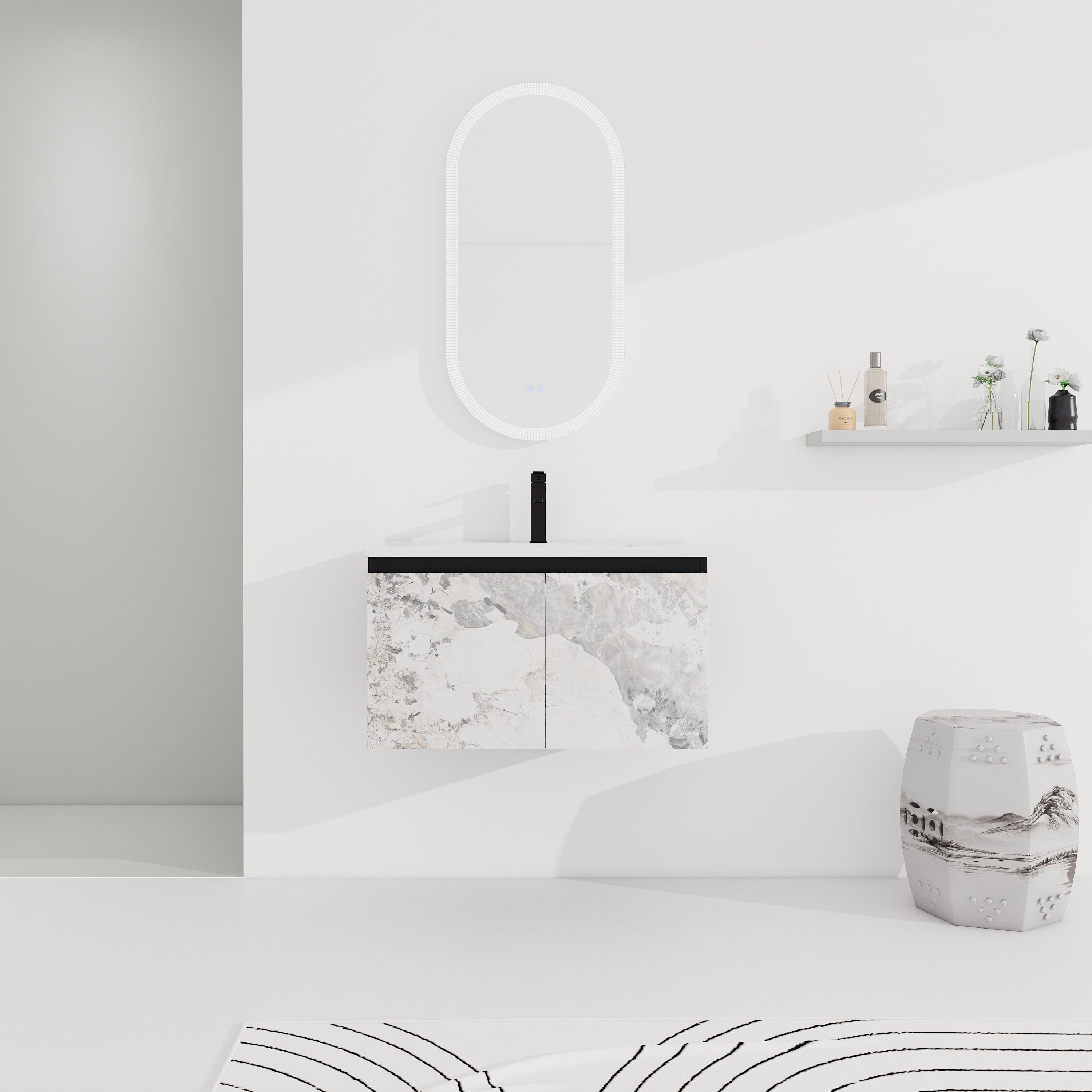 30" Floating Bathroom Vanity w/ Ceramic Sink