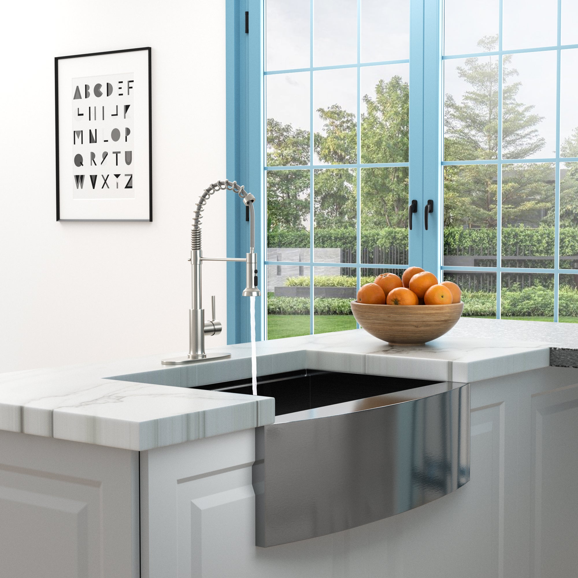 21" Commercial Kitchen Faucet: Brushed Nickel