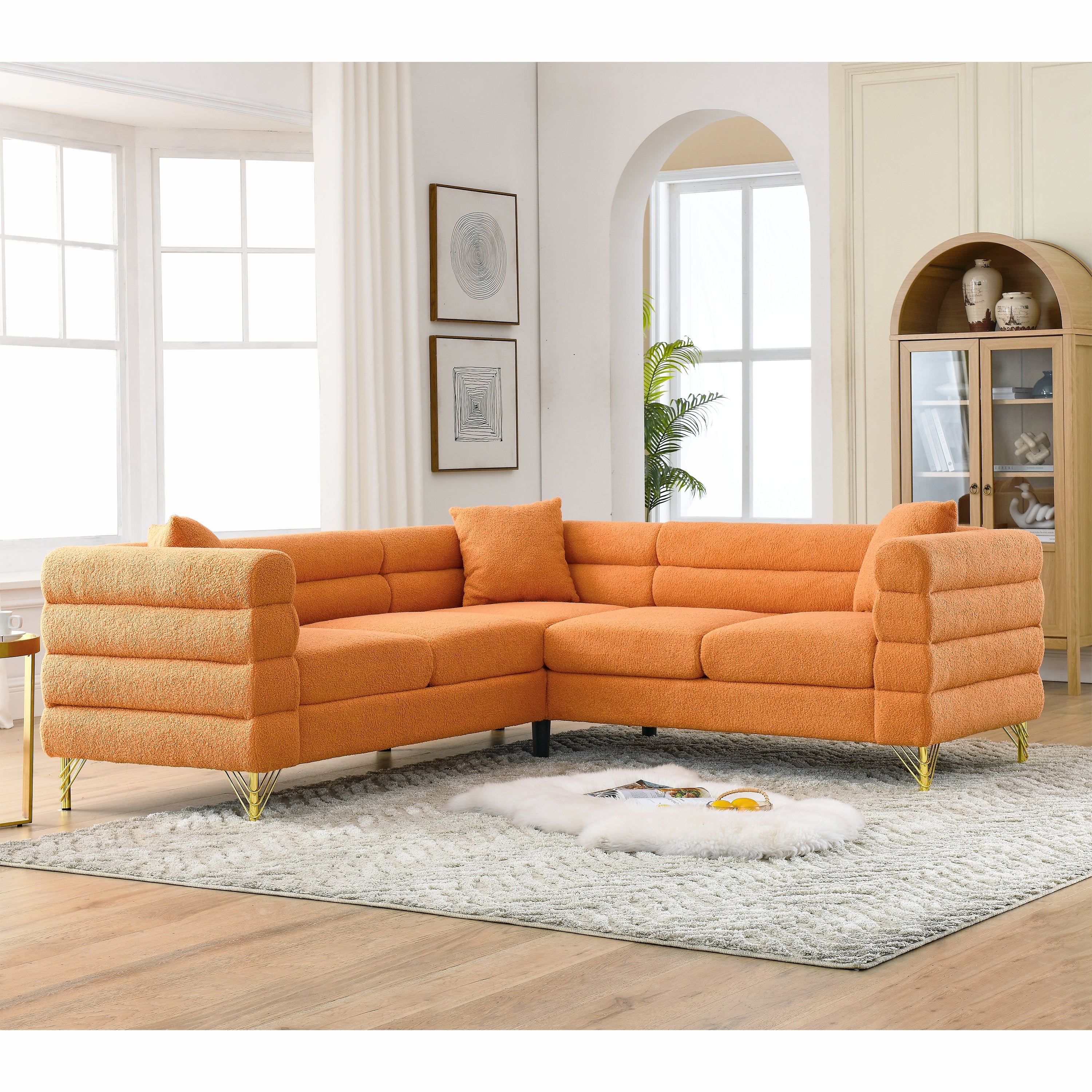 Oversized Corner Sofa, L-Shaped Sectional Couch, 5-Seater