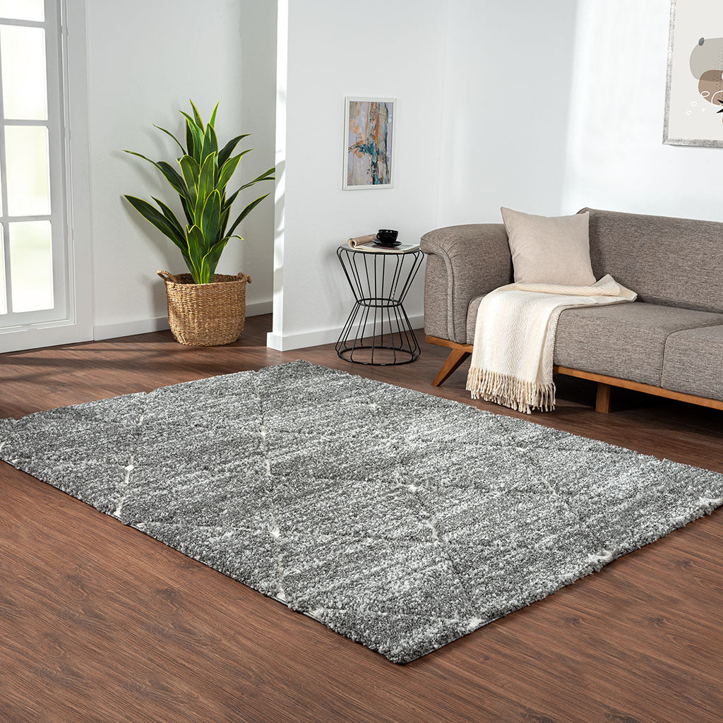 Grey & Cream Talas Trellis Area Rug