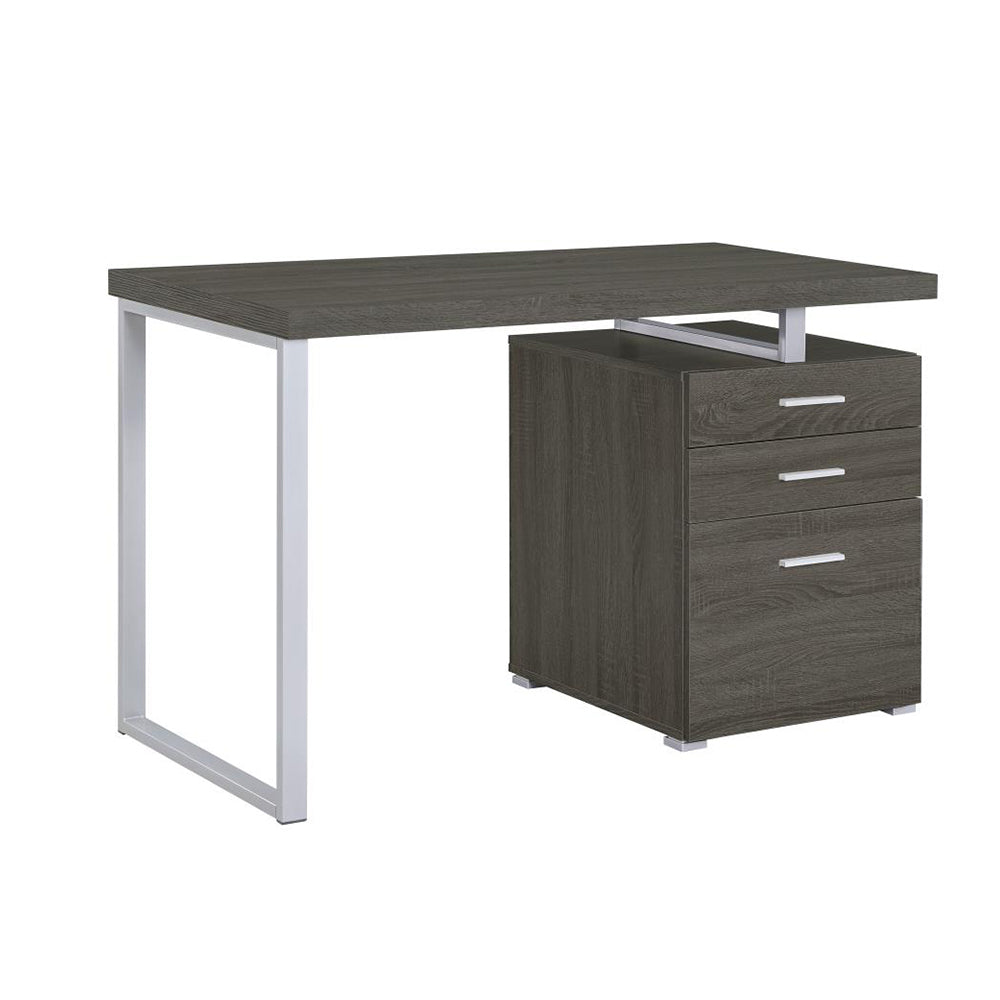3-Drawer Office Desk, Weathered Grey Finish