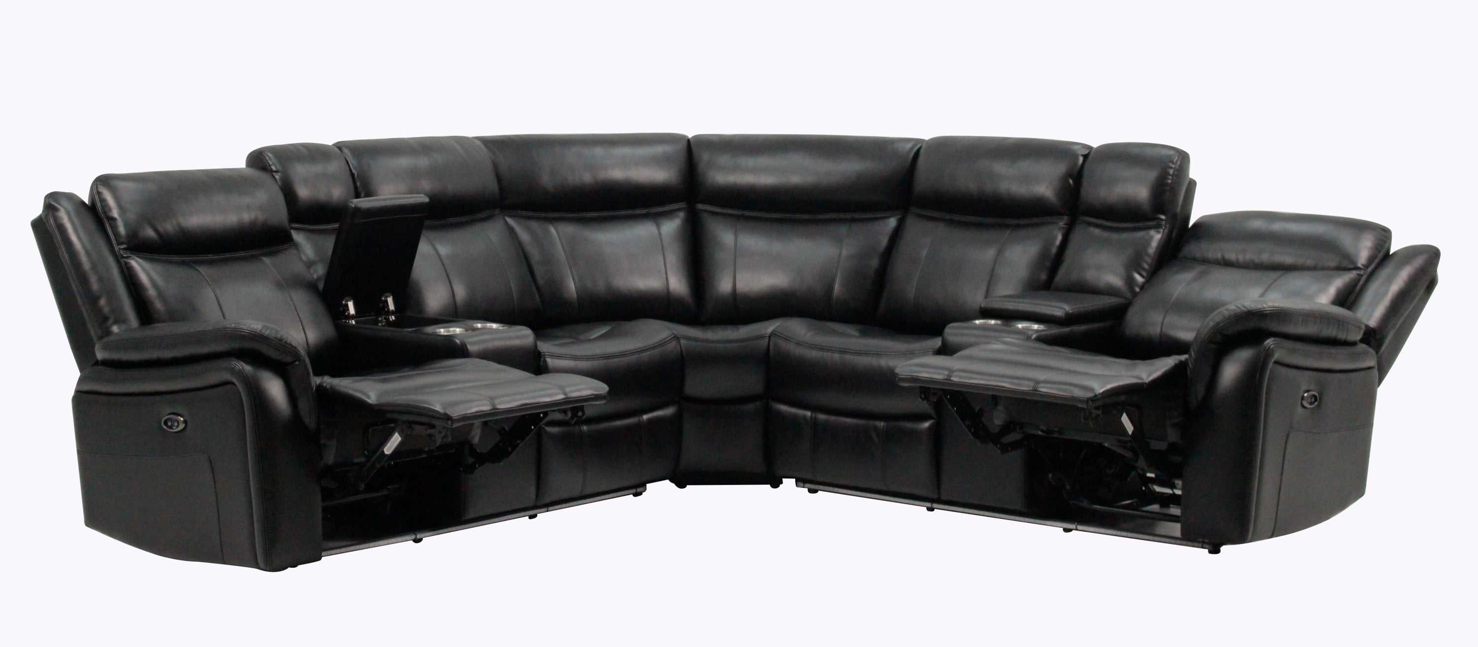 Jupiter Black Leather Sectional Sofa