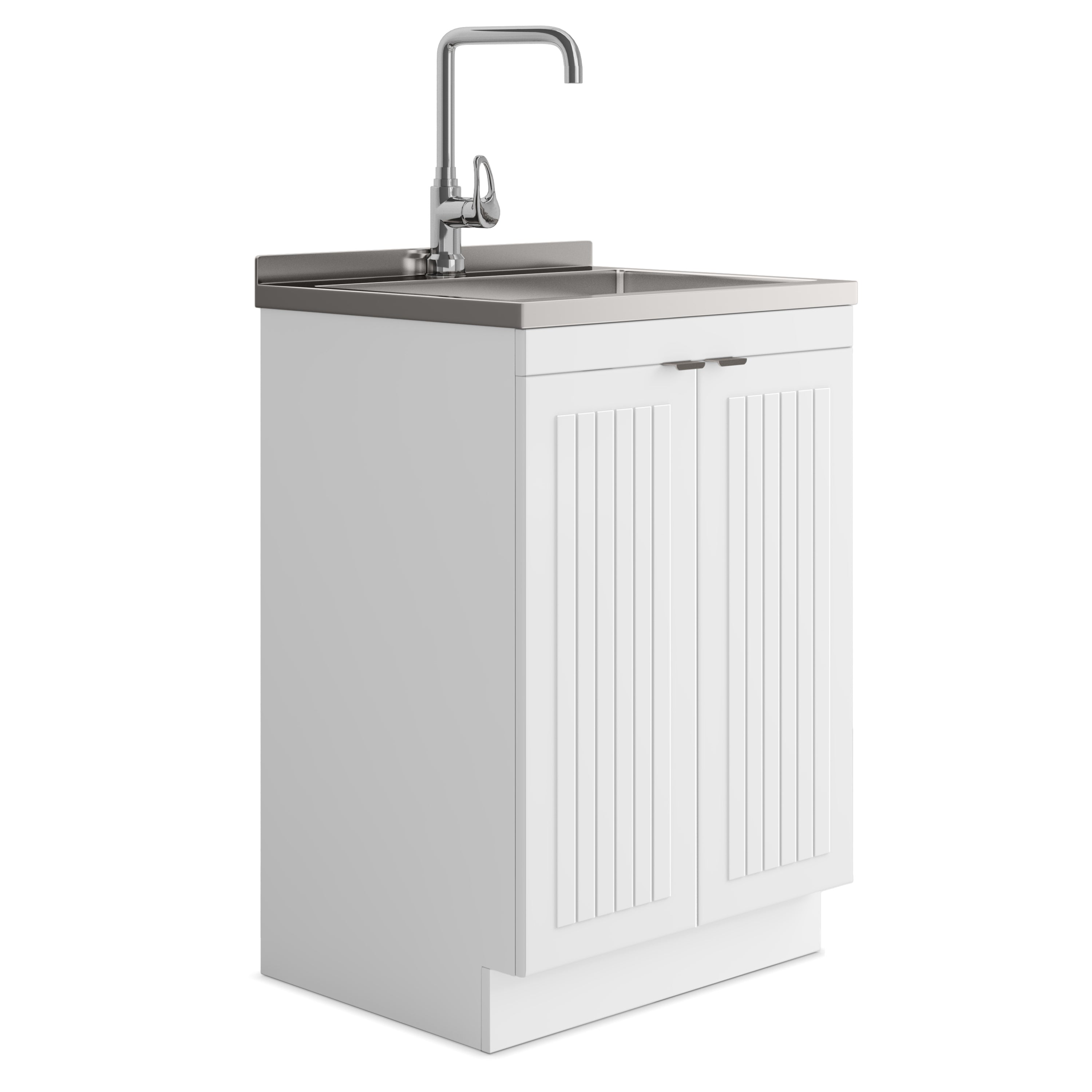 Murphy 24" Laundry Cabinet: White, Sink & Faucet