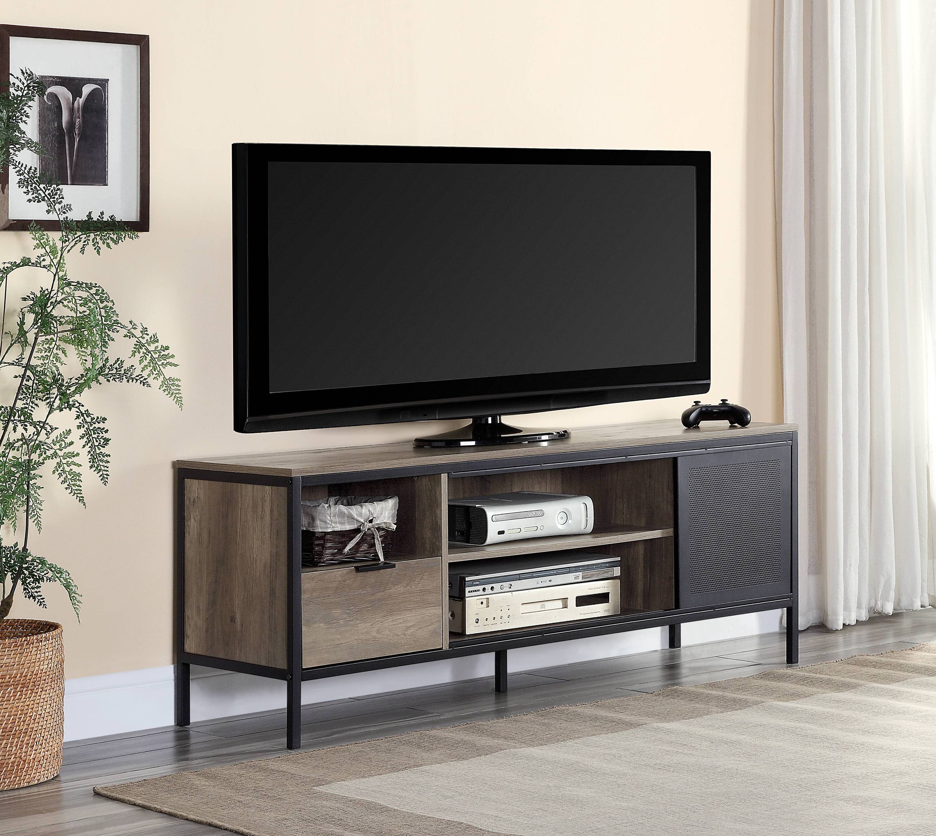 Nantan Rustic Oak & Black TV Stand