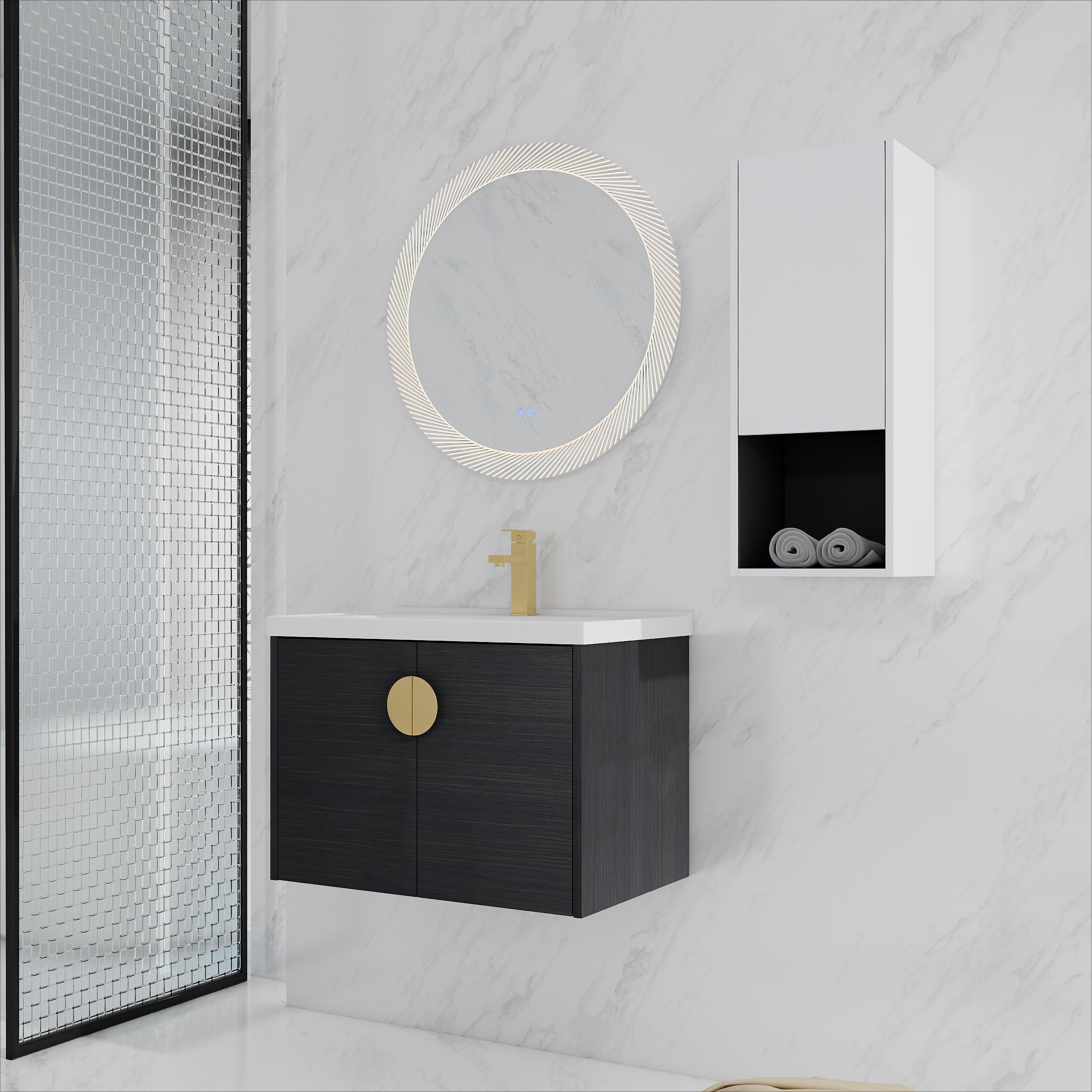 28" Wall-Mount Bathroom Vanity with Sink & Cabinet
