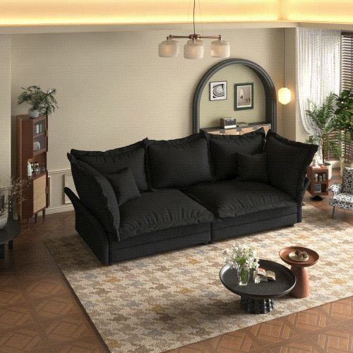 Cloud Sofa: Deep Seat Chaise Loungue, Black