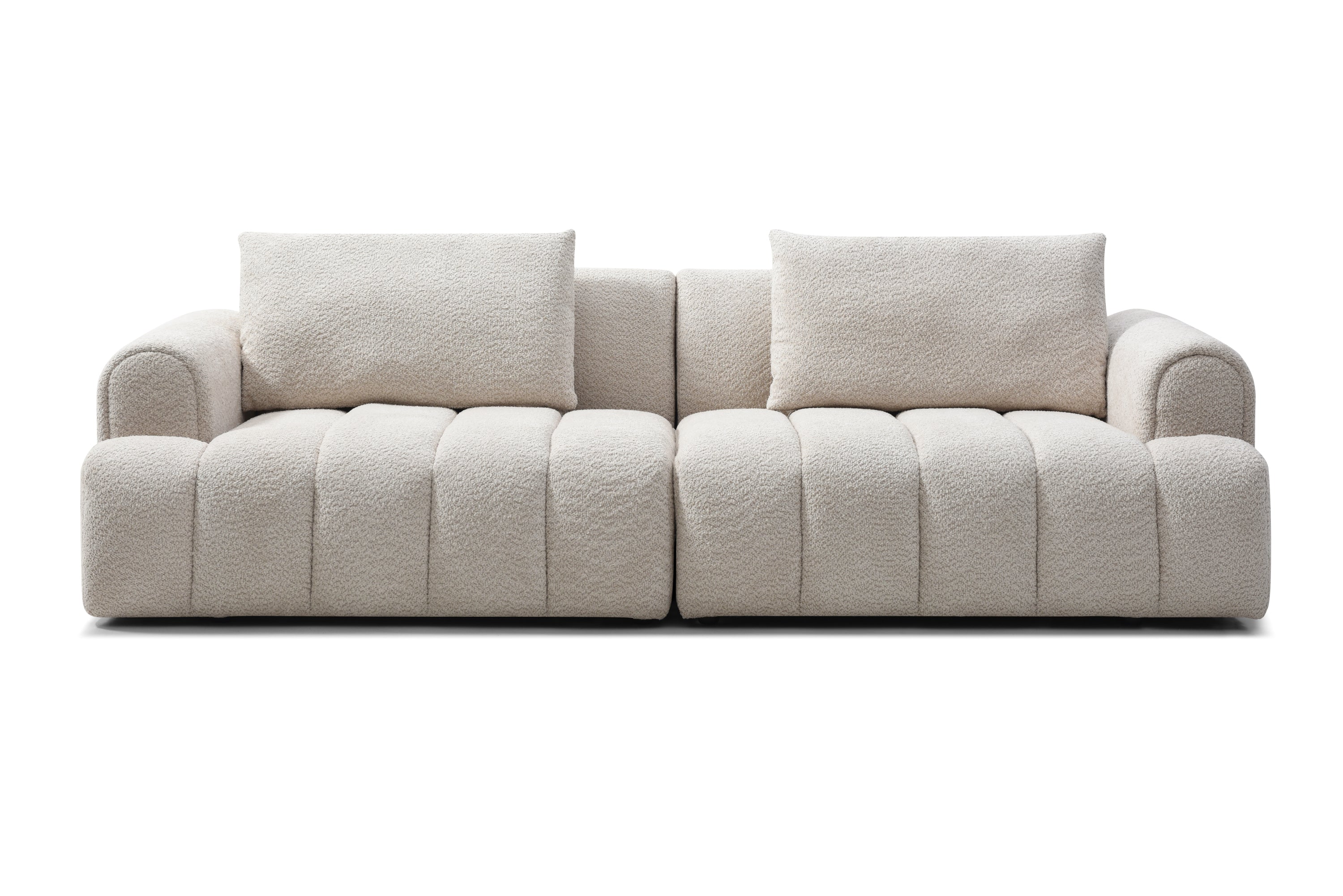 Beige Velvet Sectional Sofa: 4-Seater Modern Couch