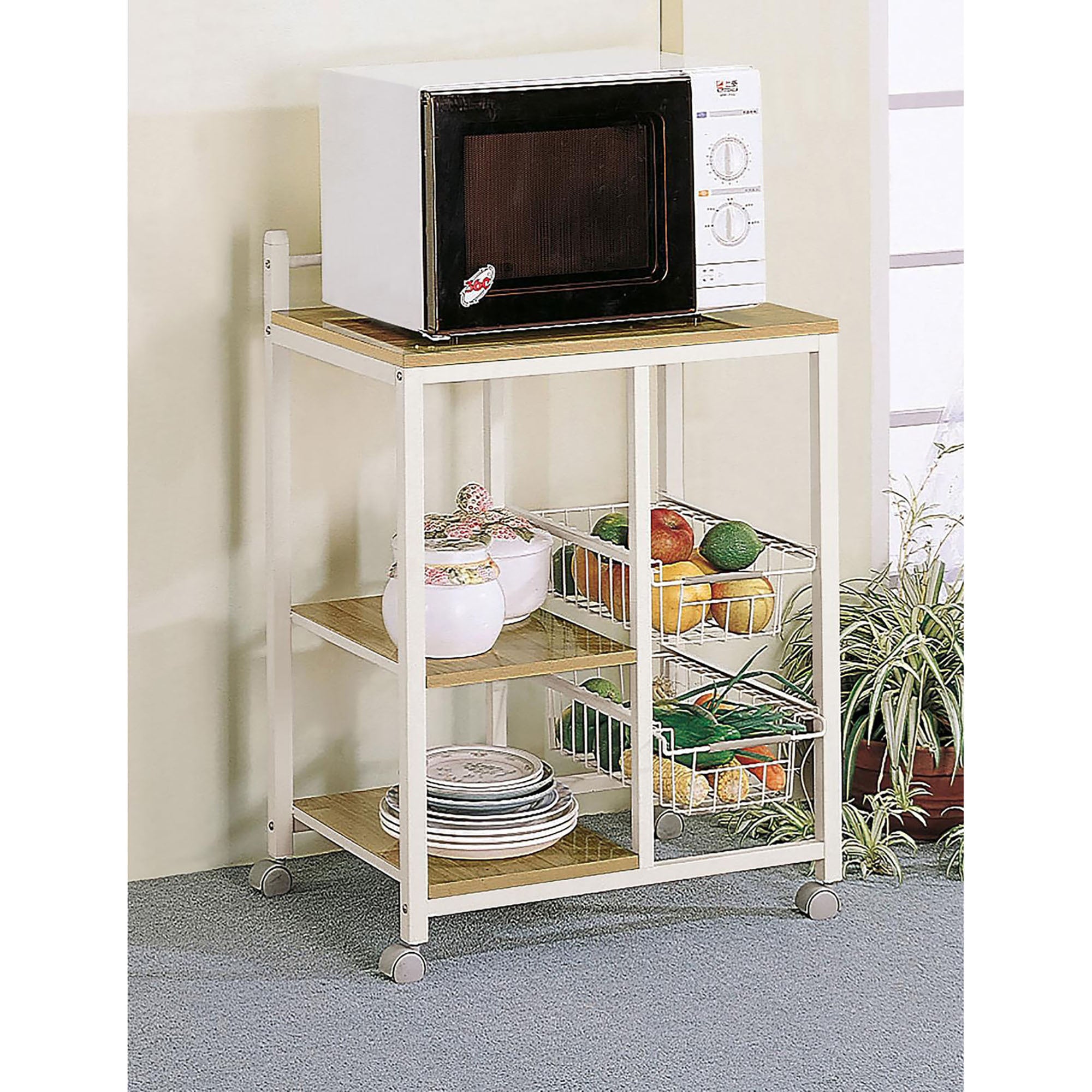 Natural Brown & White Kitchen Cart