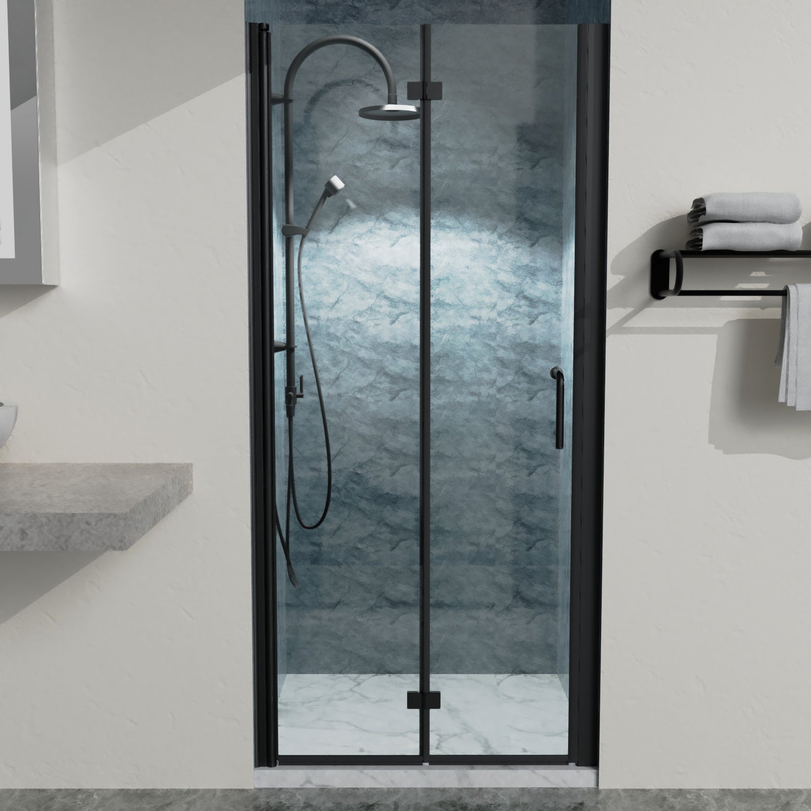 Matte Black Bi-Fold Shower Doors (34-72")