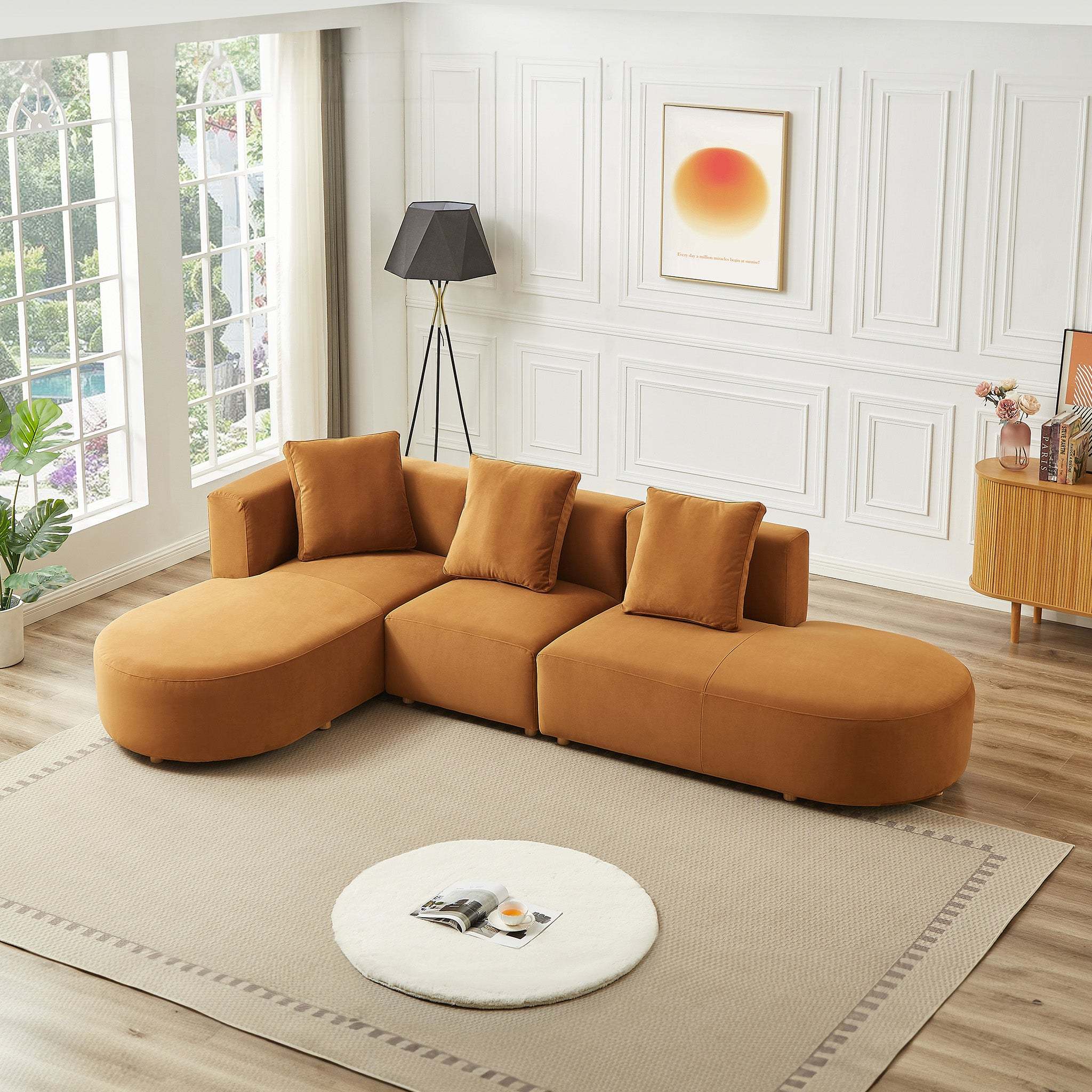 Orby Velvet Sectional Sofa (Left-Facing)