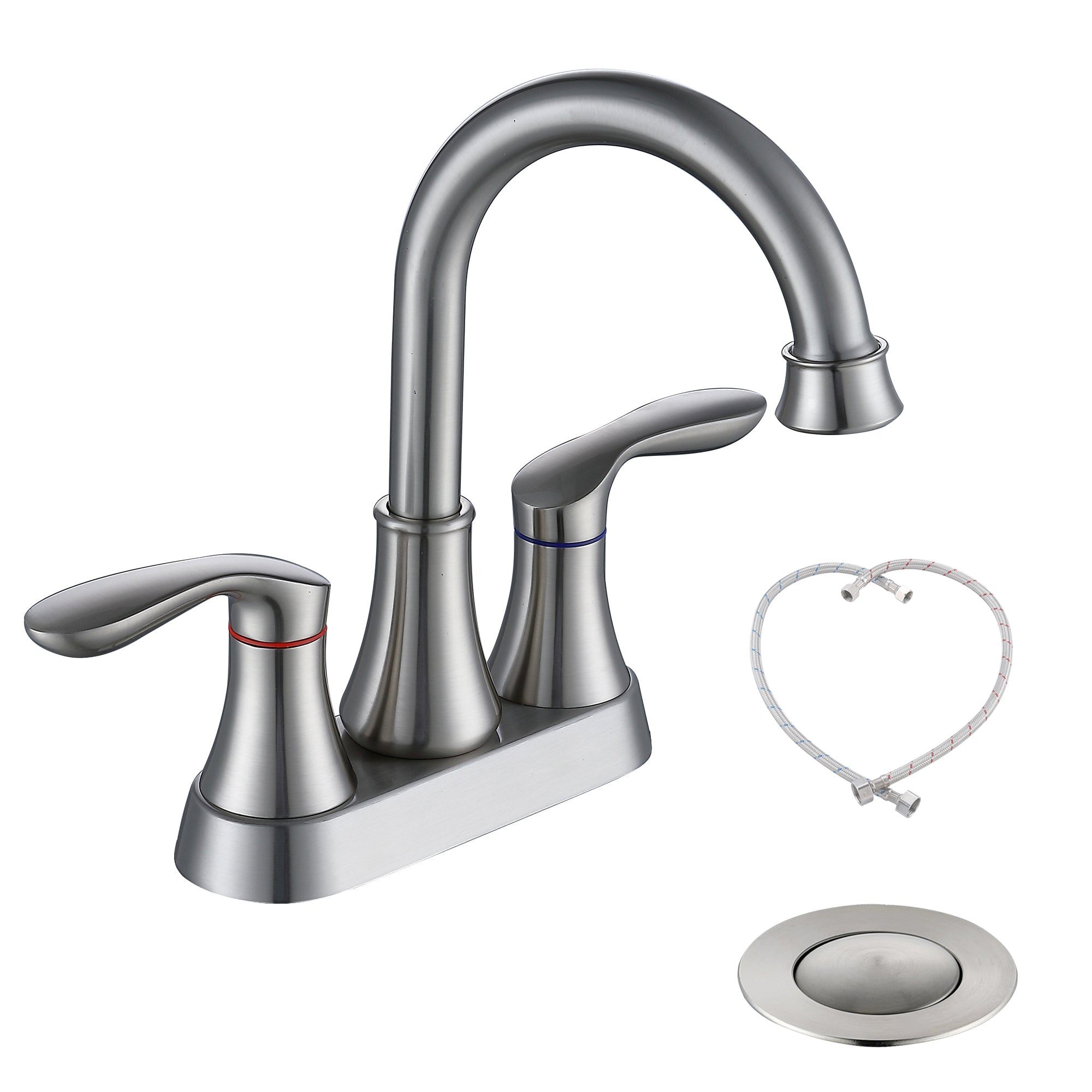 Brushed Nickel Bathroom Faucet w/ Pop-Up Drain