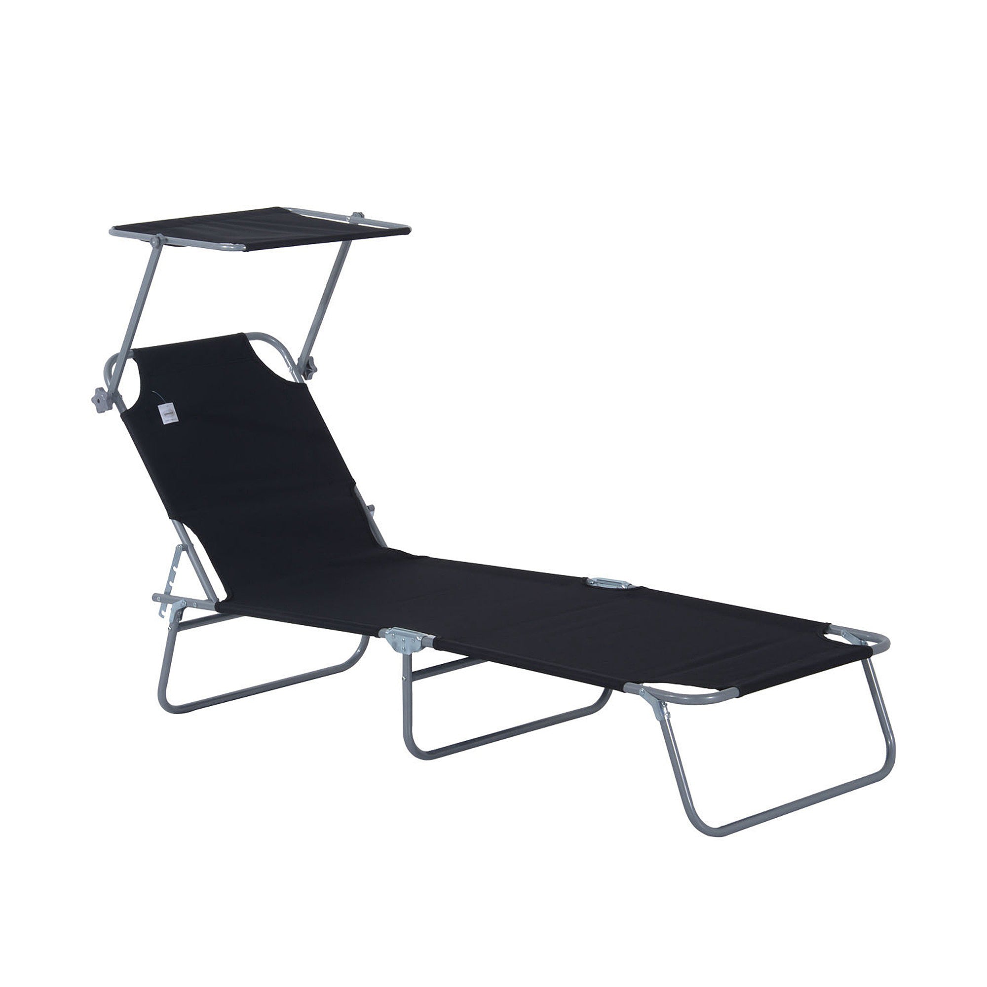 Outsunny Folding Chaise Lounge with Sun Shade