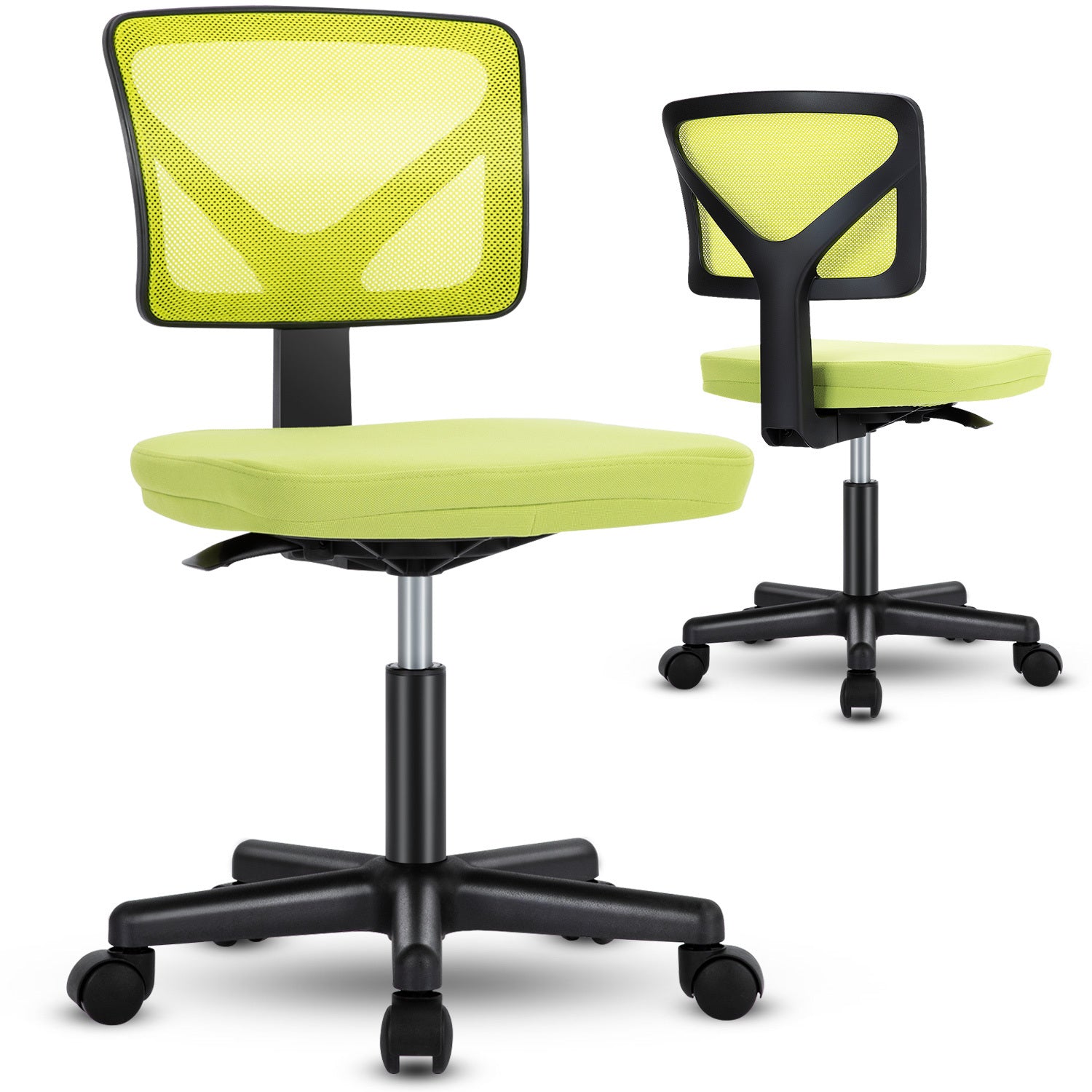 Armless Desk Chair | Small Office Chair w/ Lumbar Support