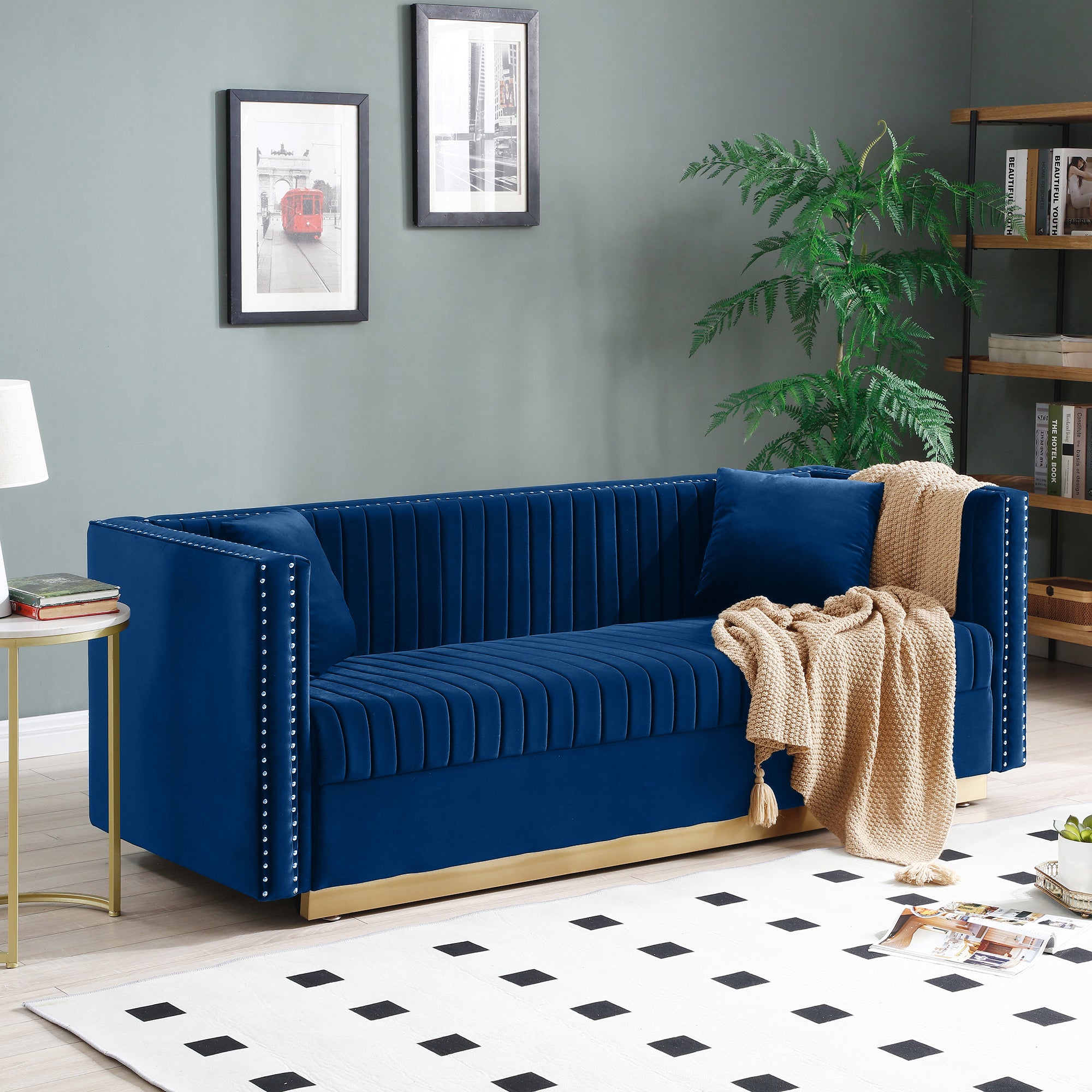 Velvet Sofa: Modern Tufted Couch for Living Room