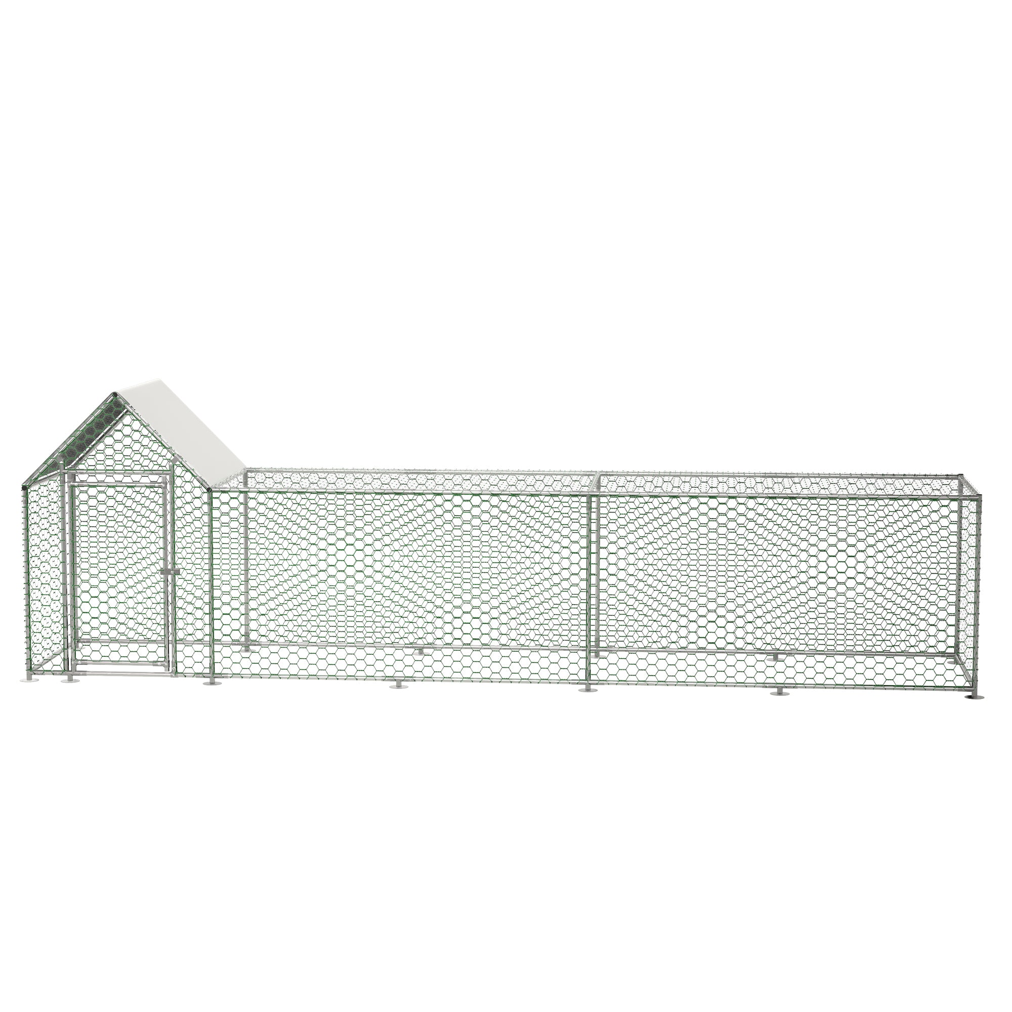 16x3ft Metal Chicken Coop Run & Hen House