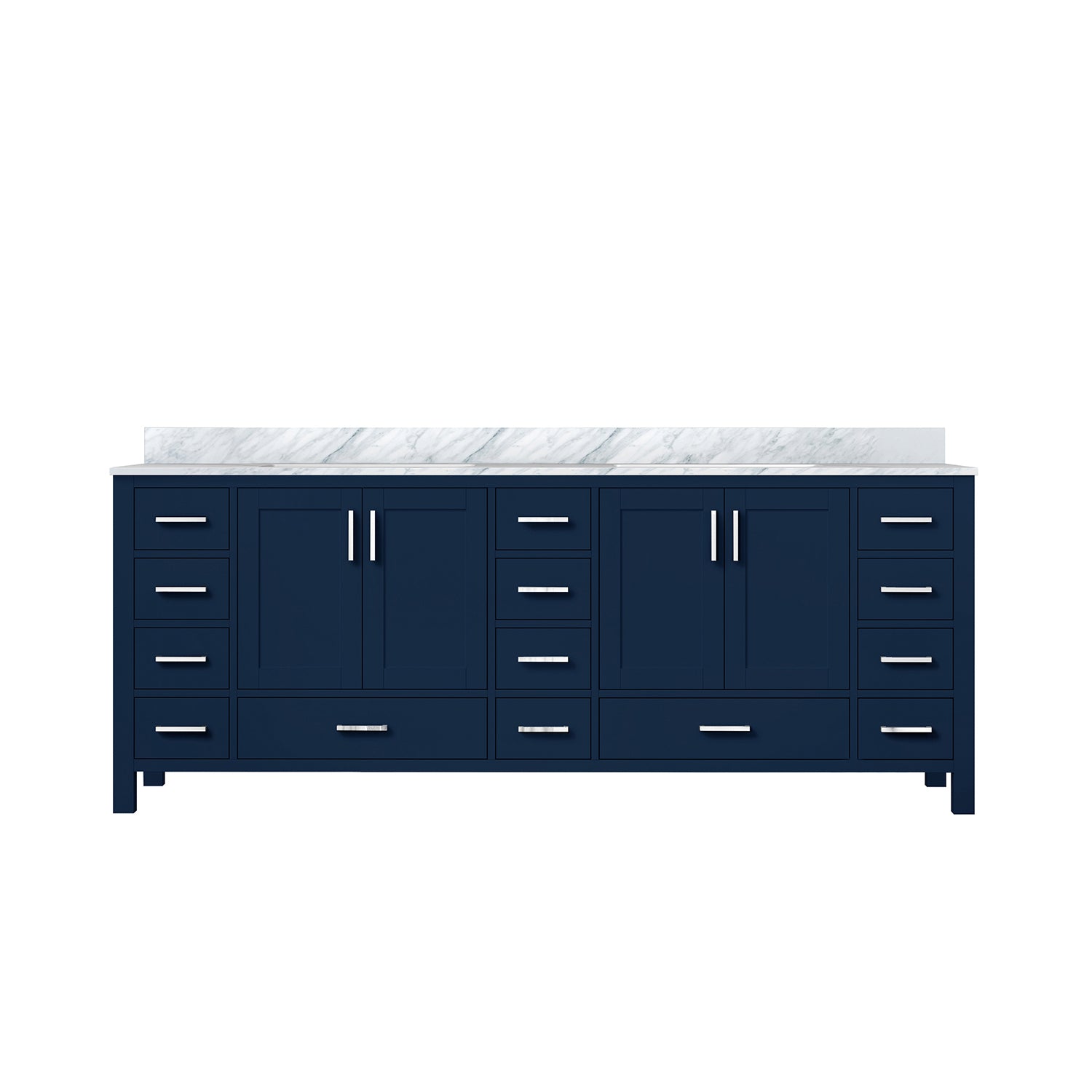 84" Navy Blue Double Bath Vanity w/Carrara Marble