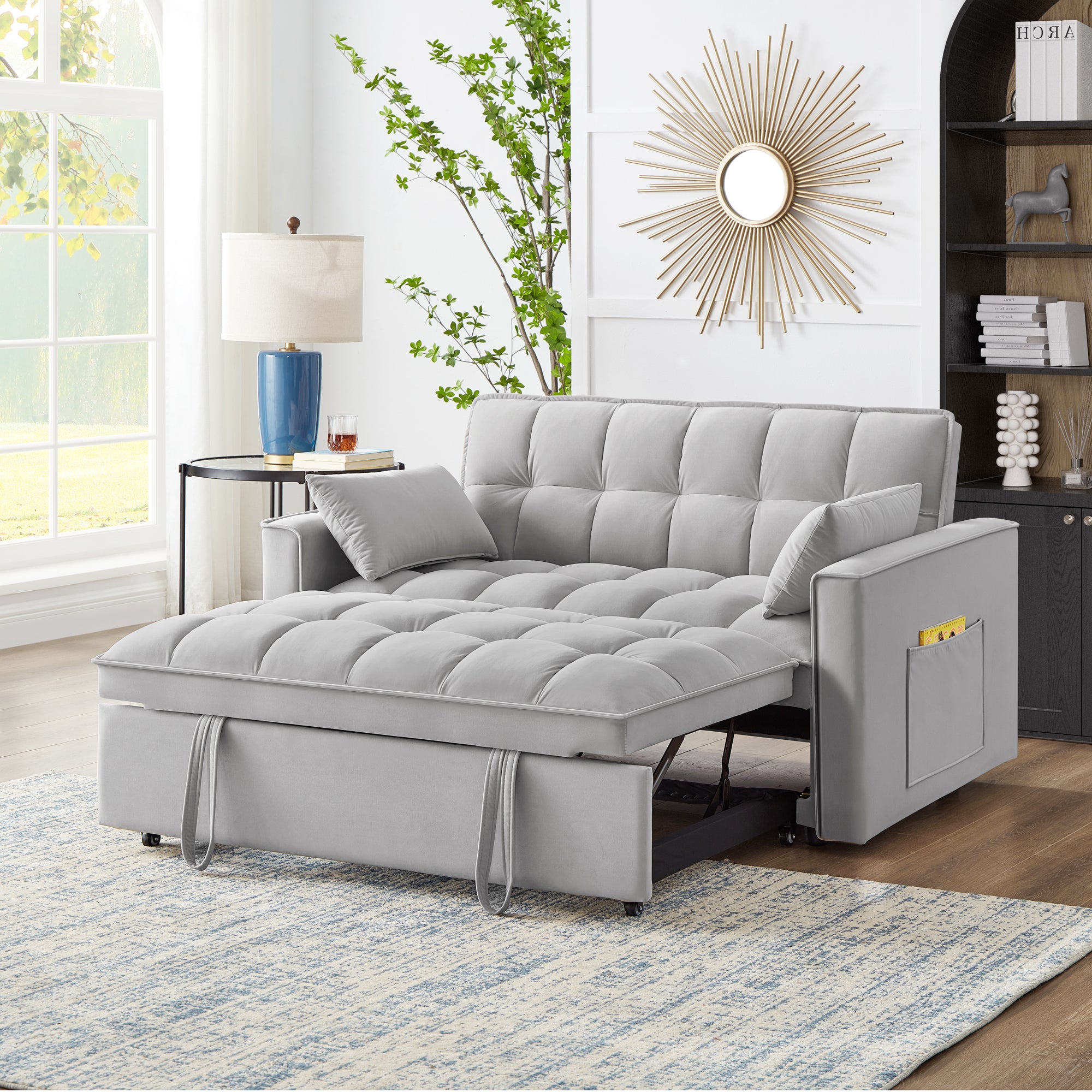 4-in-1 Convertible Loveseat Sofa Bed with Storage