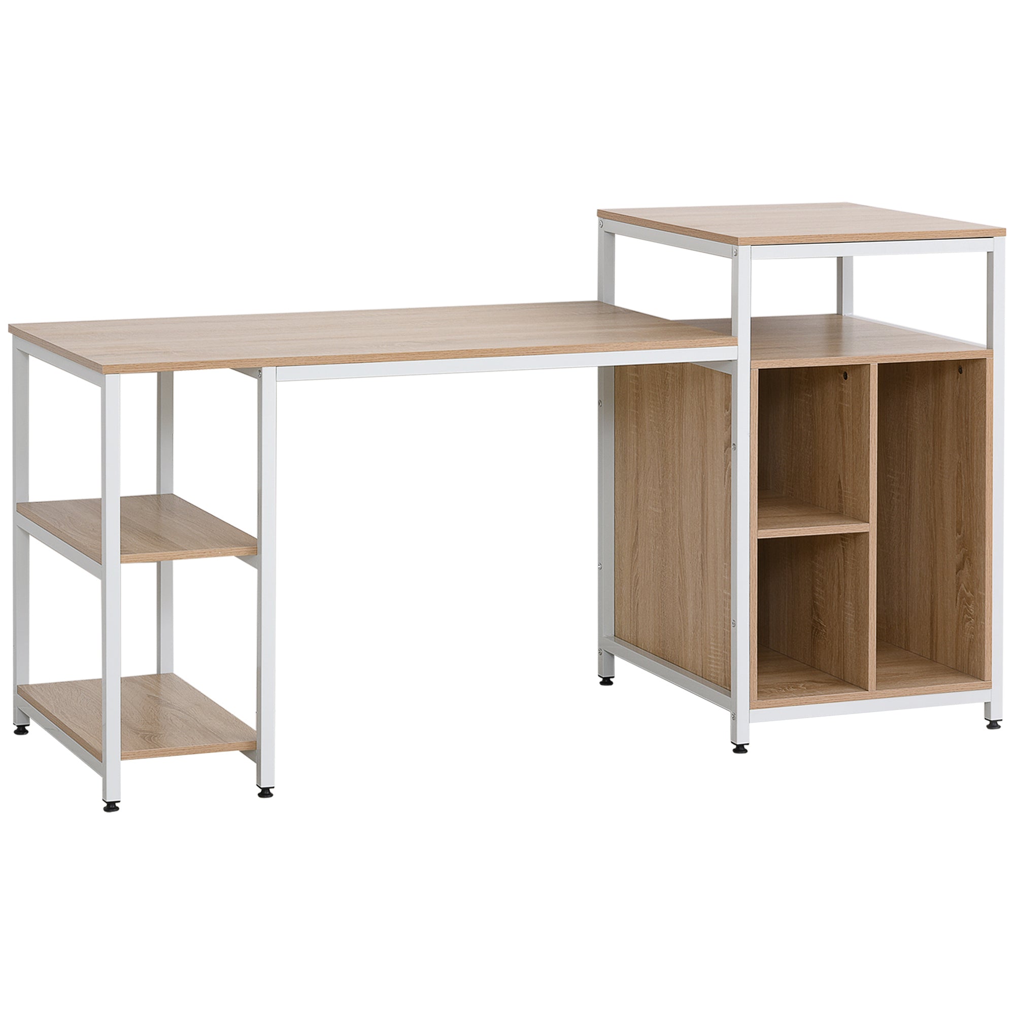 68" Office Desk w/ Bookshelf & CPU Stand - Oak