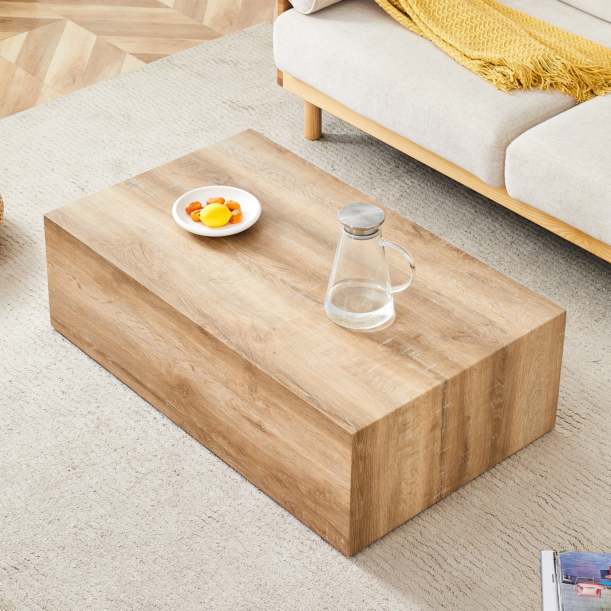 Modern MDF Coffee Table: Light Wood, Stylish Design