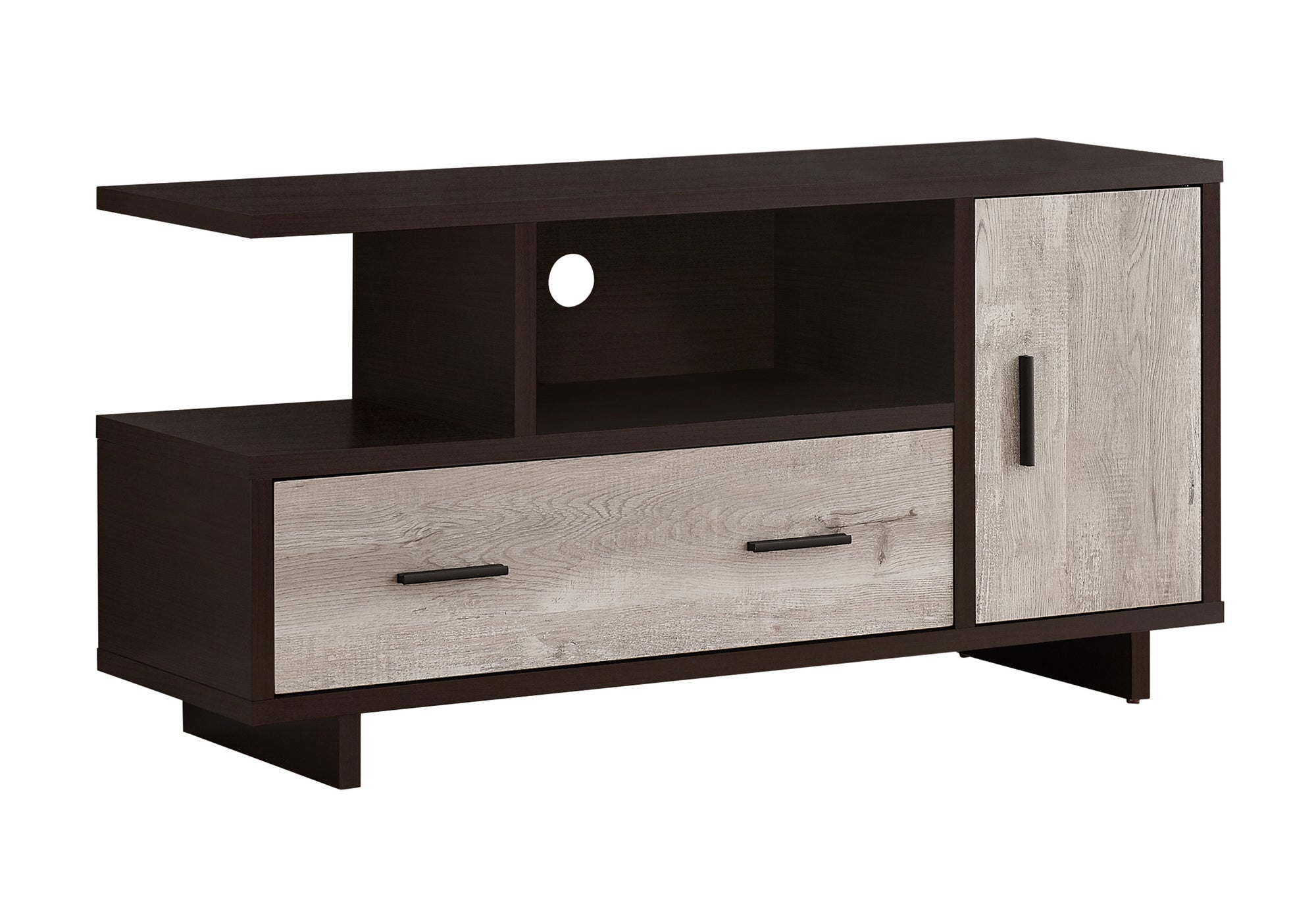 48" Modern TV Stand, Console Media Center w/ Storage - Brown