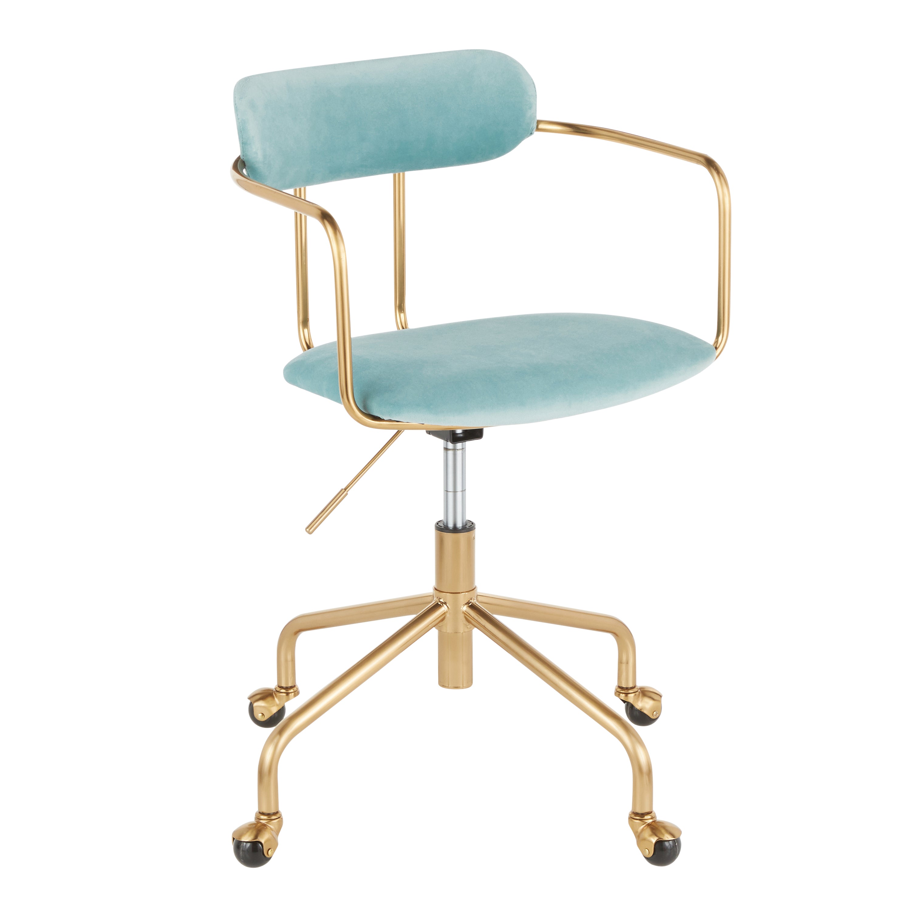 Demi Gold & Blue Velvet Office Chair | LumiSource