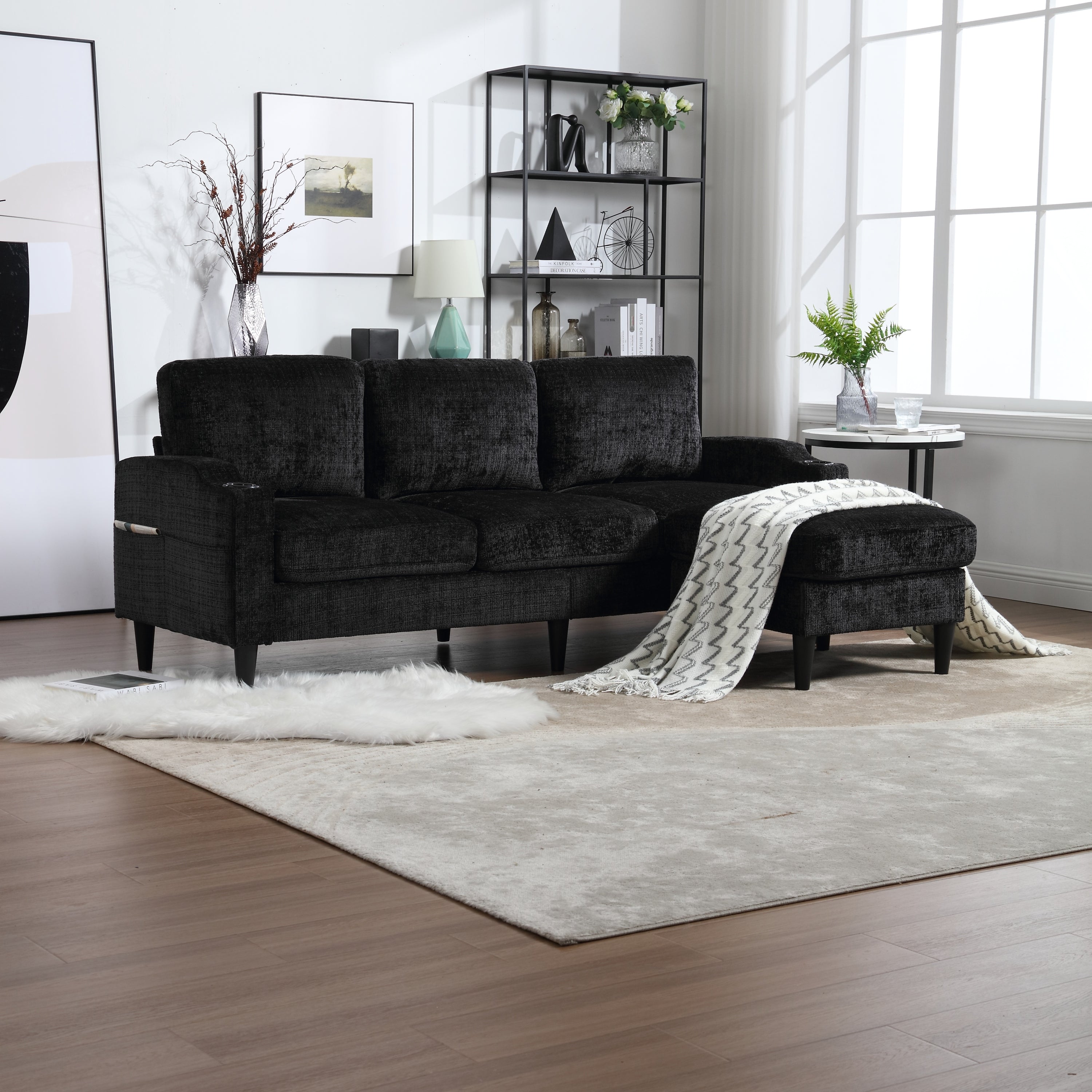 3-Seater Sectional Sofa w/ Footstool & Storage