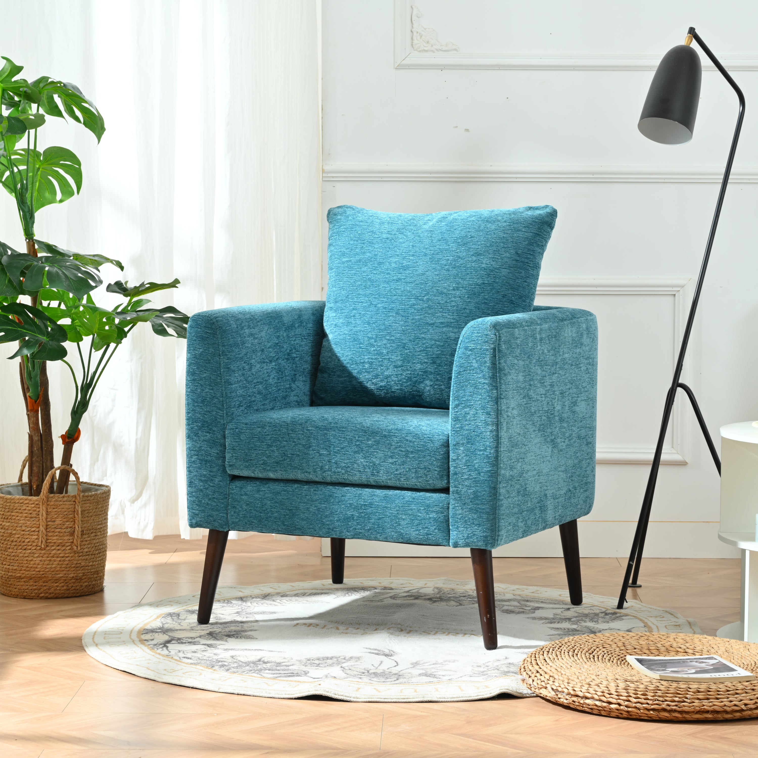 Teal Boucle Accent Chair: Modern & Comfortable